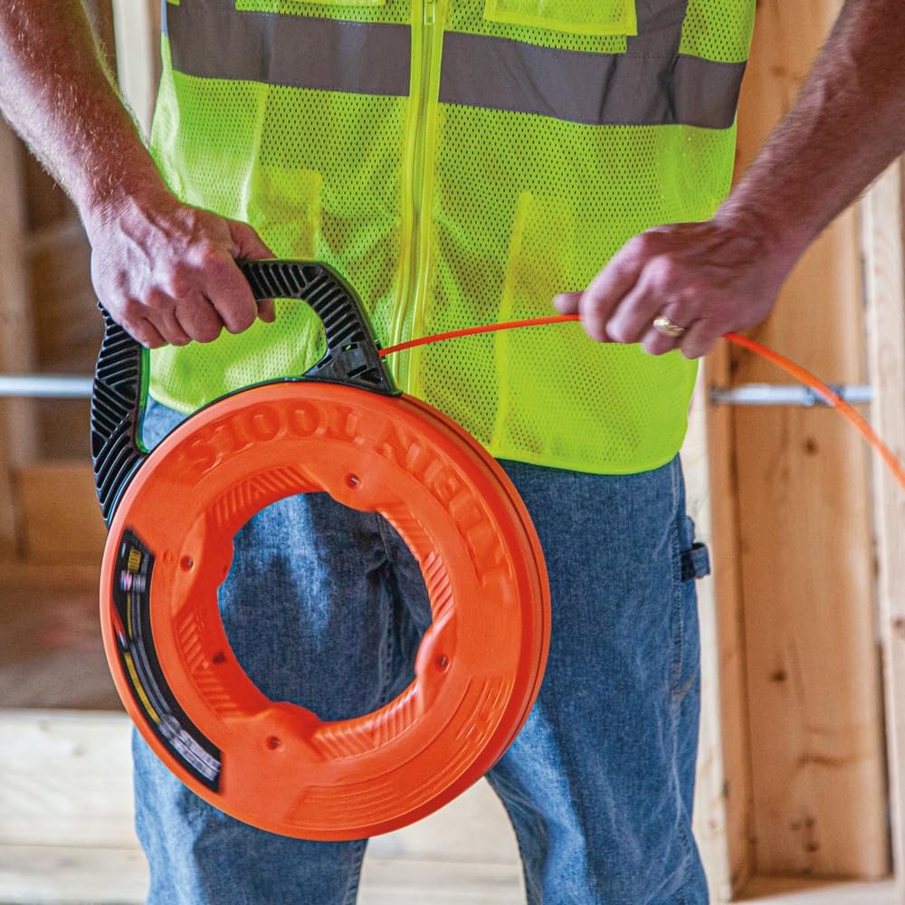 Klein Tools 56383 Non-Conductive Electrical Fish Tape Fiberglass 100-Foot