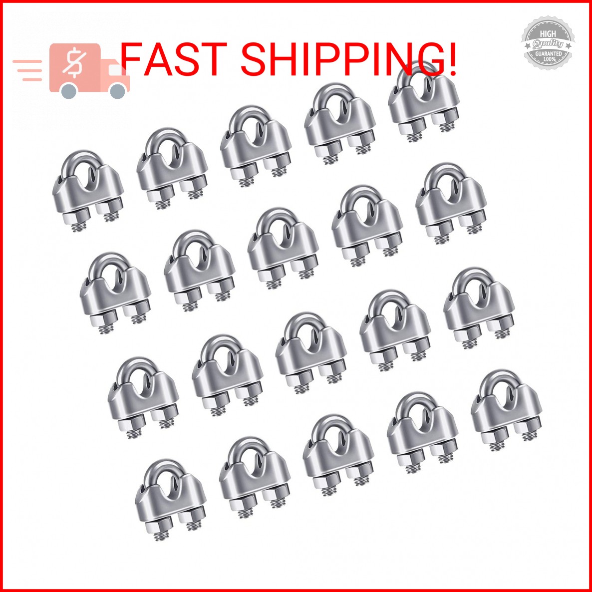 YAMASO 20PCS 1/8 Inches M3 Stainless Steel Wire Rope Cable Clip Clamp
