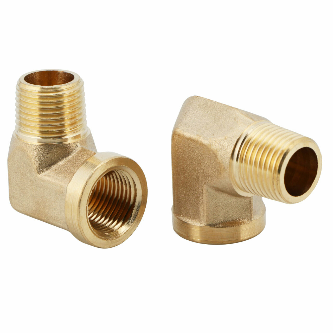 U.S. Solid 90 Degree Elbow Brass Fitting NPT 1/4″ Male x 1/4″ Female, 2pcs