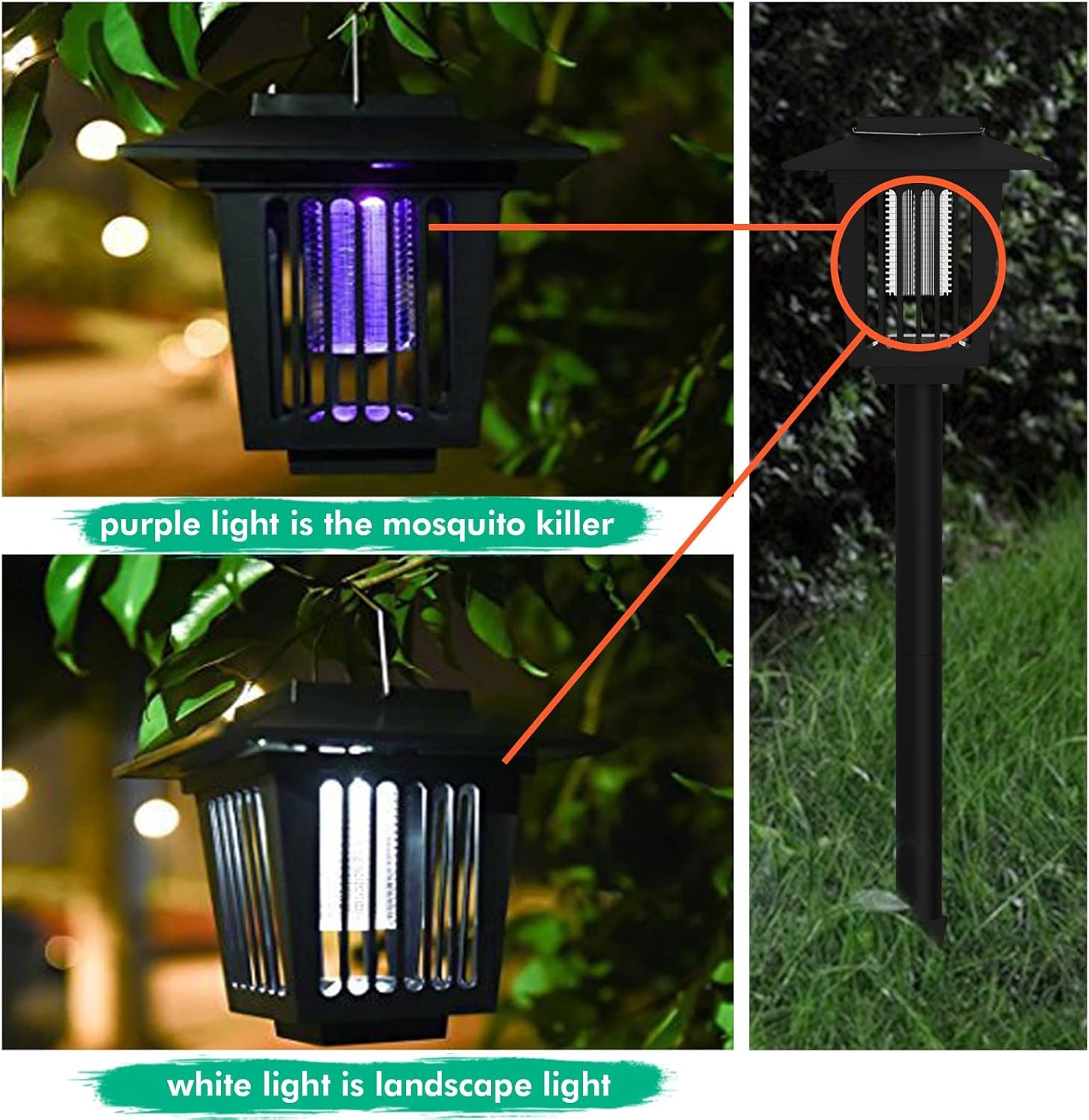 2-Pack Outdoor Mosquito Killer Lamp LED UV Bug Zapper Garden Patio Backyard Safe