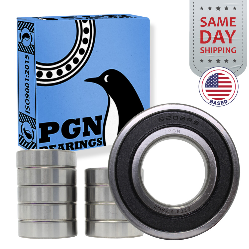 (10) 6208-2RS Premium Rubber Seal Ball Bearing C3 EMQ, 40x80x18, 6208 2RS 6208rs