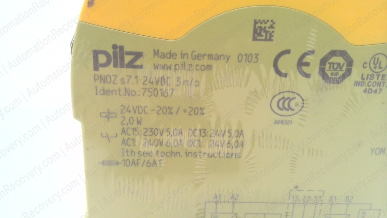 PILZ PNOZ S7.1 24VDC 3N/O, SIGMA CONTACT EXPANSION RELAY, 750167, NEW #336948