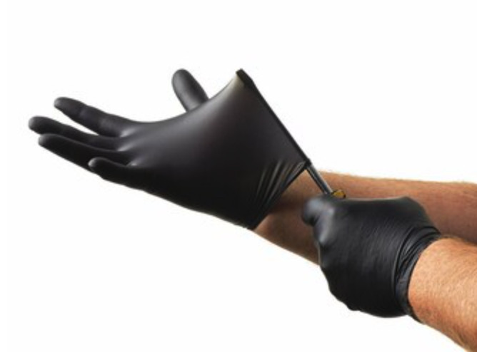 VENOM STEEL NITRILE BLACK RUBBER GLOVES / ONE SIZE FITS MOST HANDS100 COUNT BOX