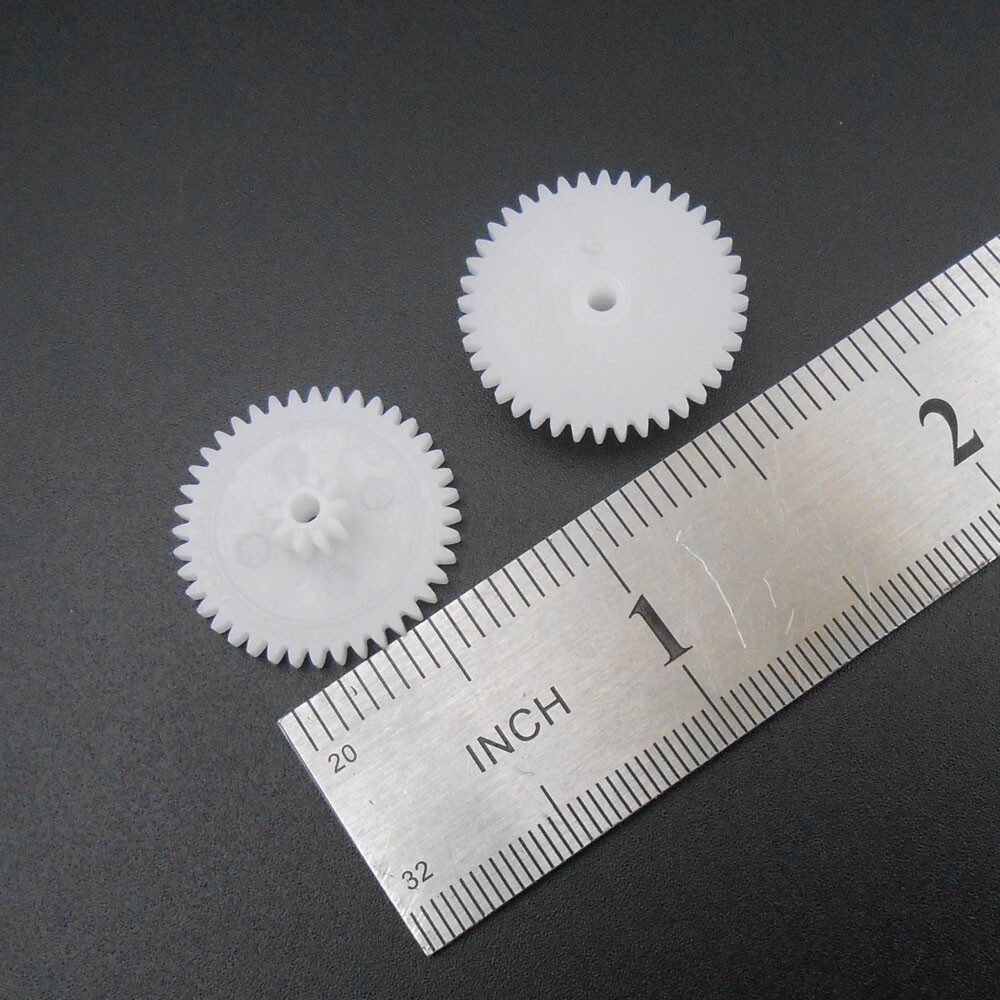 50Pcs X 0.5M Plastic Spindle Double Gear Bilayer 40T +10T Bore 2MM 2.05MM 40102B