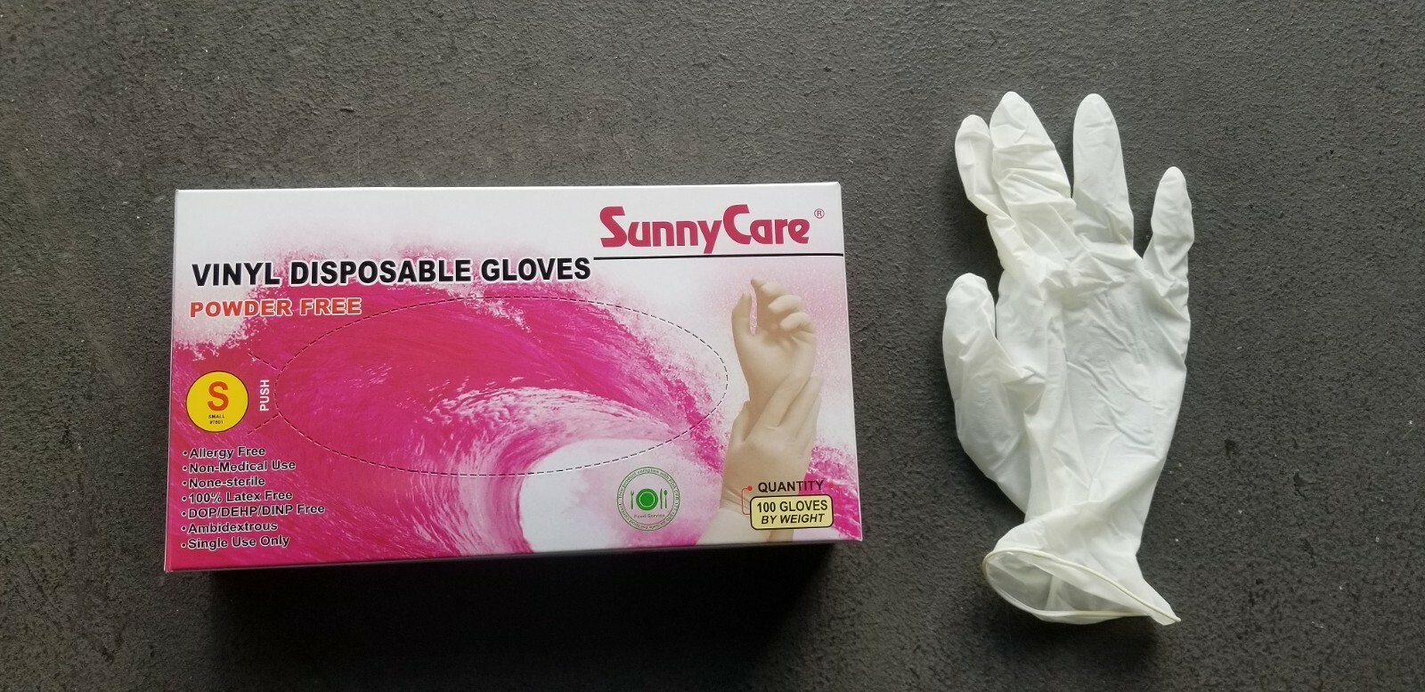 100qty Vinyl (Powder FREE) Gloves Size Small