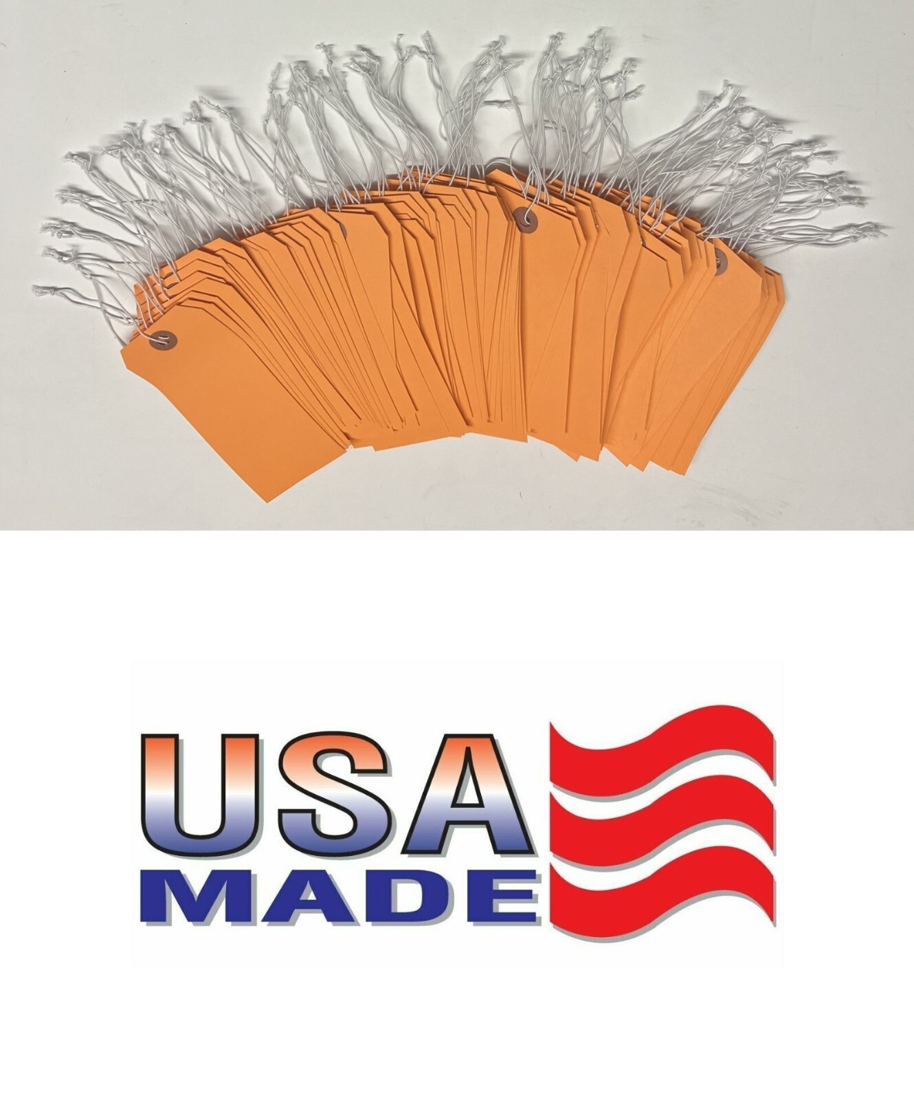 100 of 4 3/4″ x 2 3/8″ Orange Inventory Tags with ELASTIC Stretch String Size 5