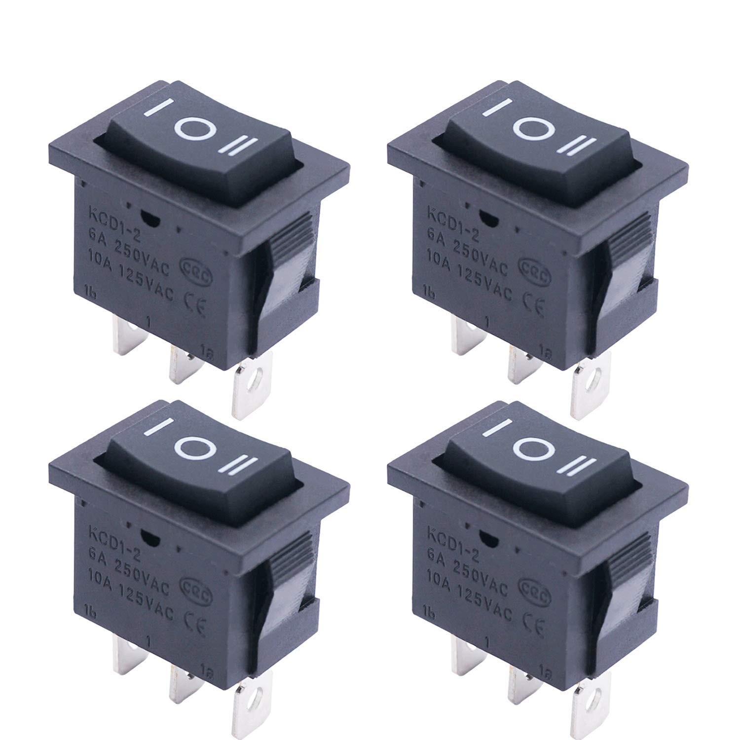 TWTADE 4Pcs Square Momentary Rocker Switch ON-Off-ON SPDT 3 Pin 3 Position