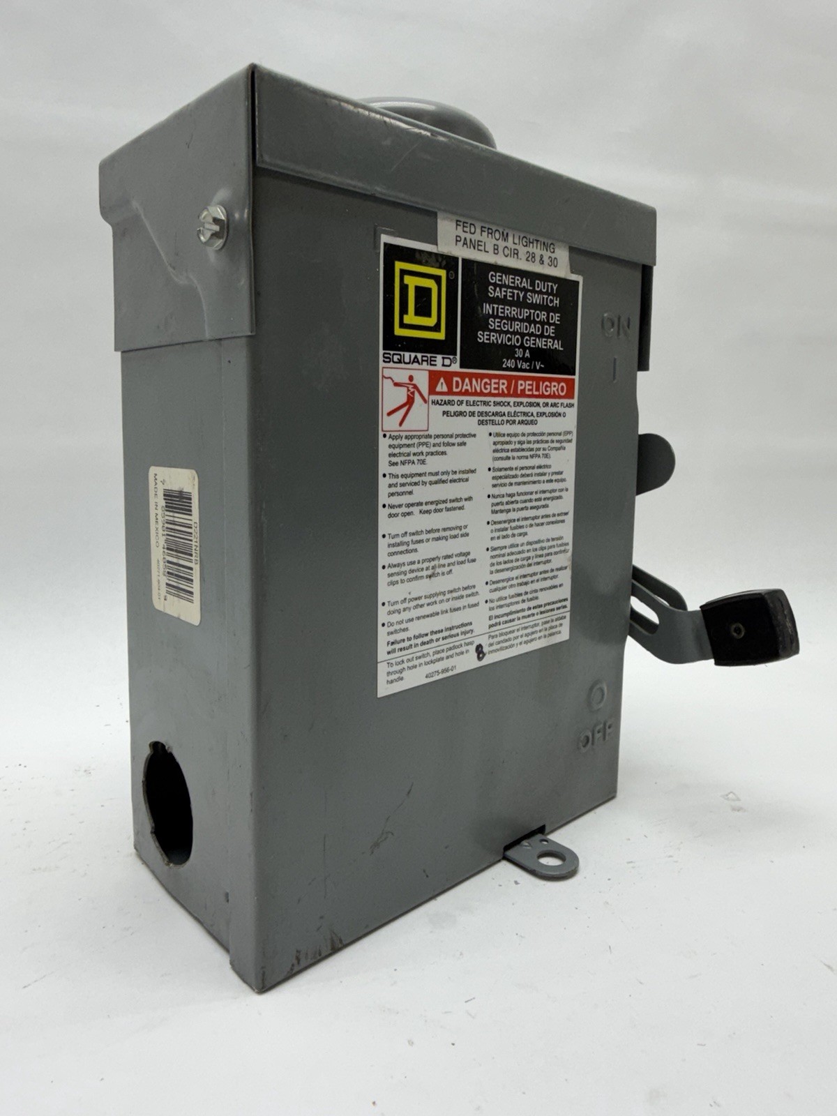 Square D D221NRB 30A 240V Safety Switch