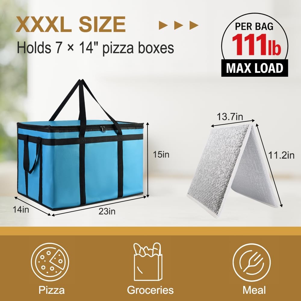 XXXL Insulated Food Delivery Bag Reusable Thermal Cooler Grocery Catering