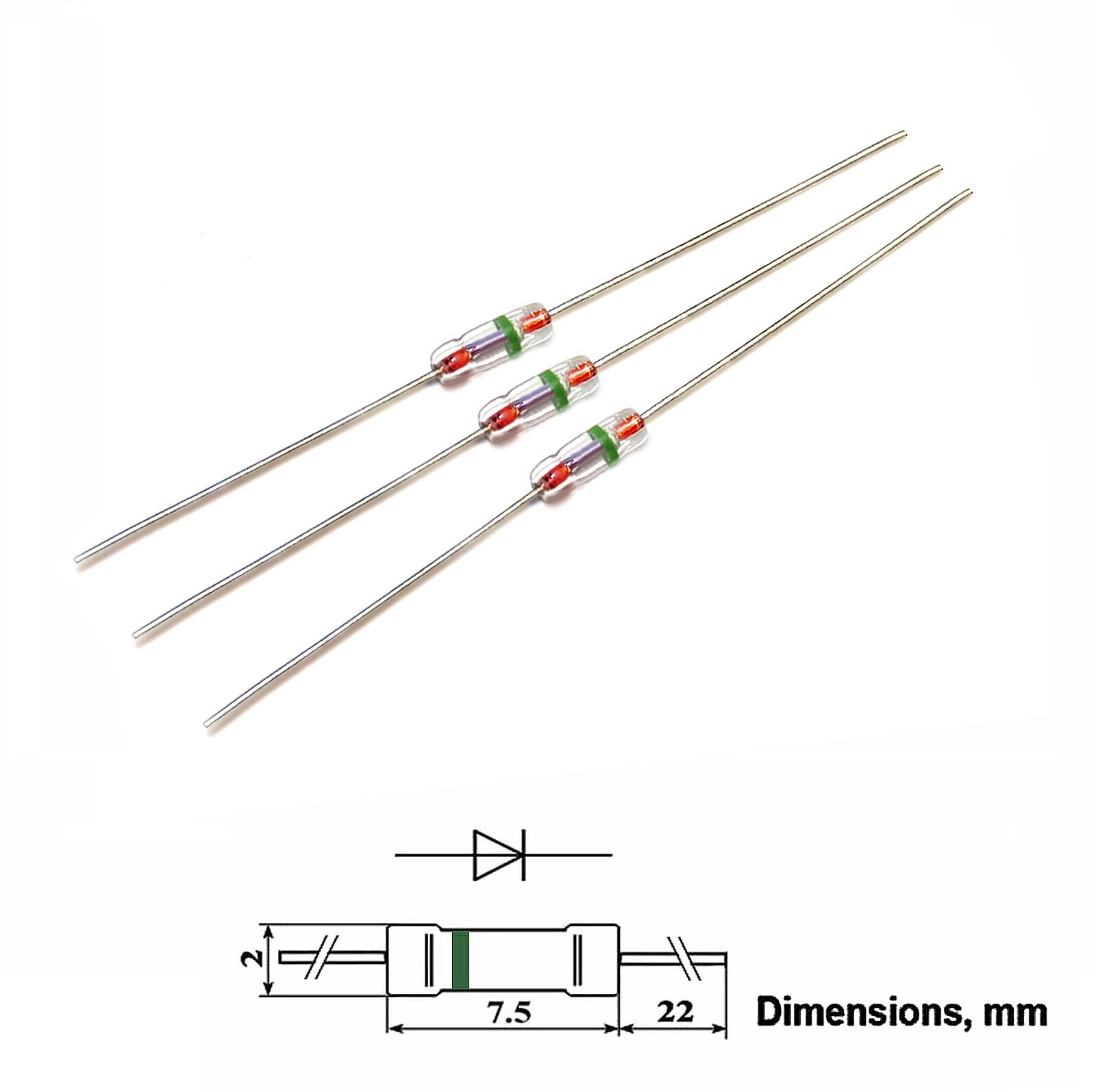 50pcs Germanium Diodes D9J Crystal radio detector Fuzz pedal Brand New