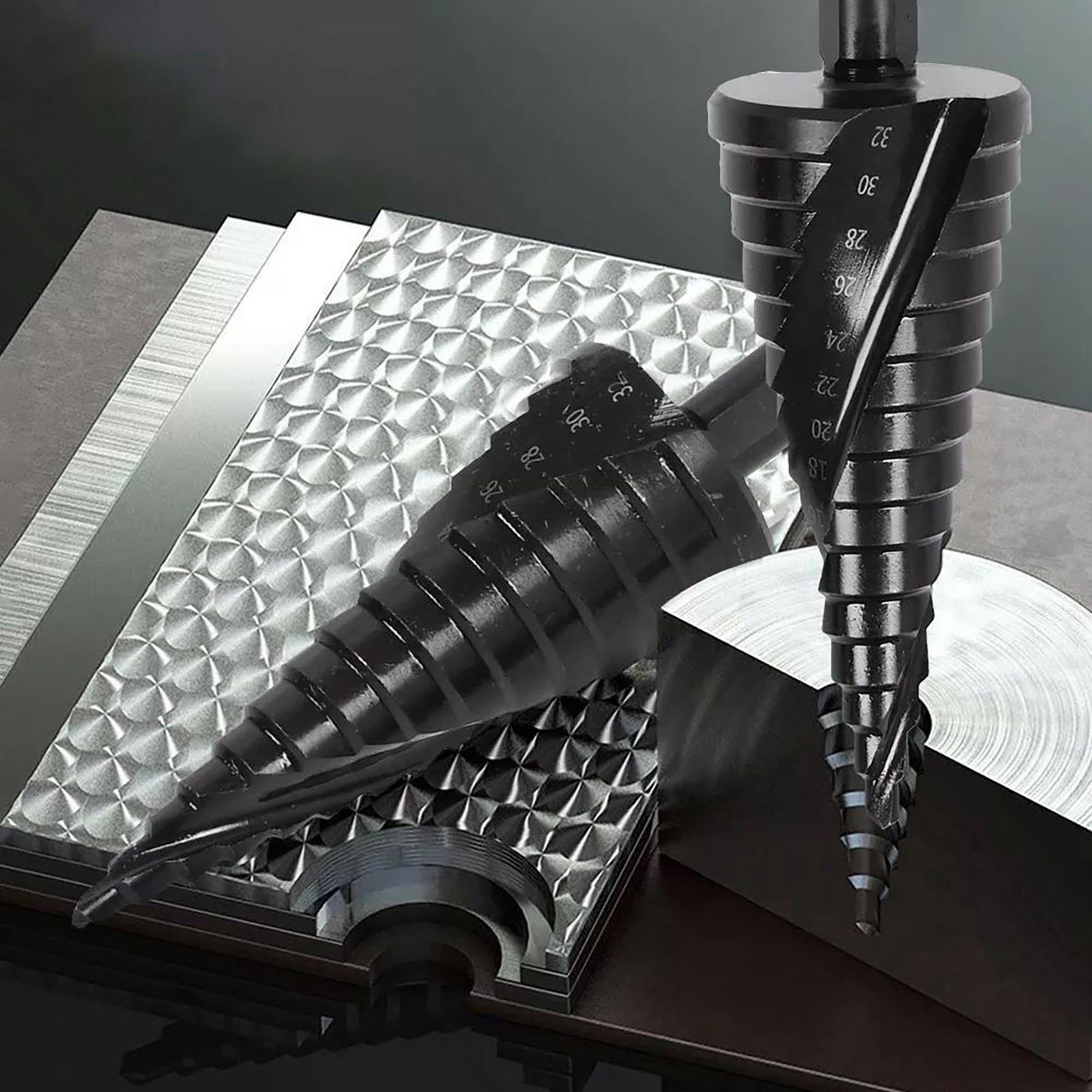 3Pcs/Set HSS Step Drill Bit Set Large Cone Titanium Bit Metal Hole Cutter