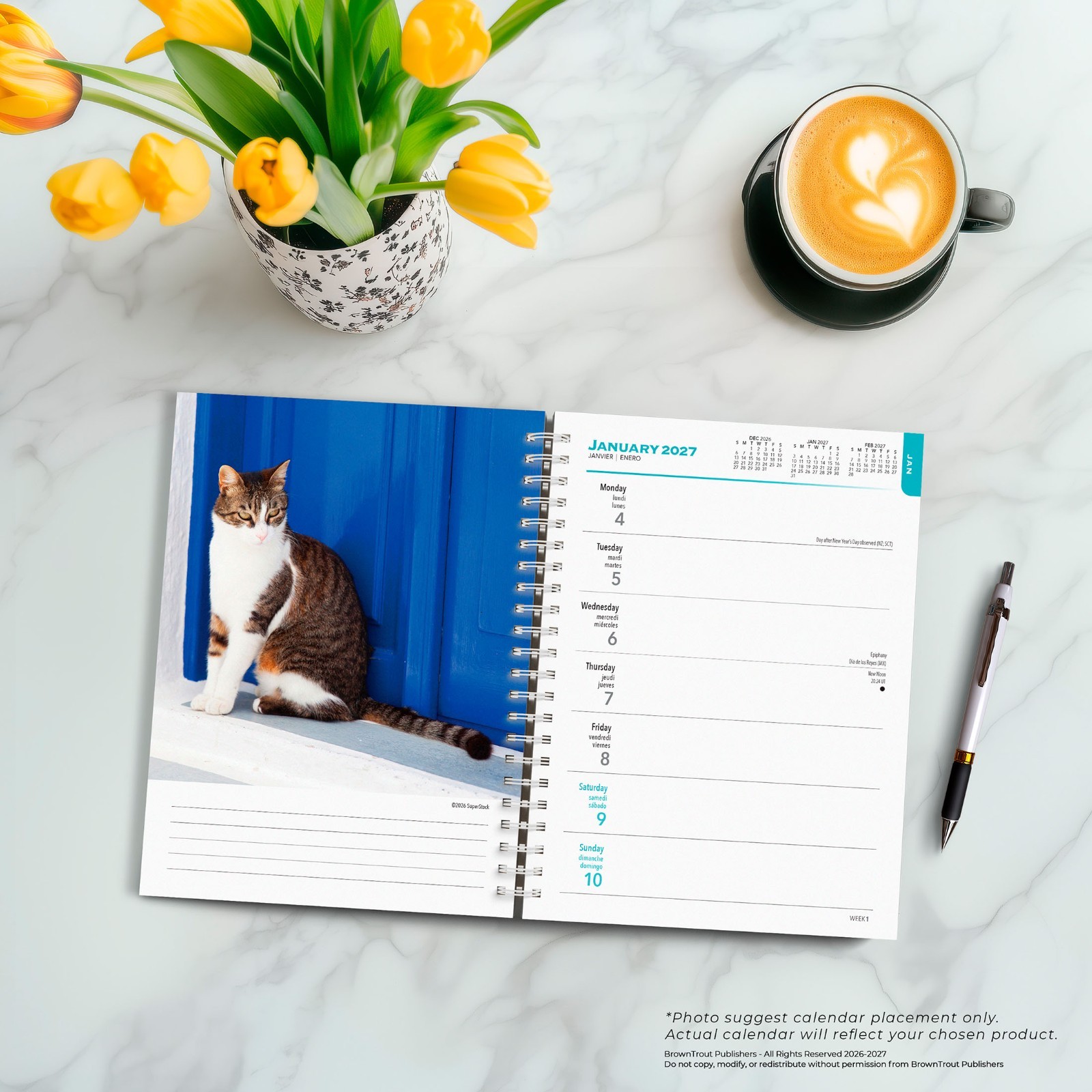 Cat Lovers | 2027 6×7.75″ Spiral-Bound Wire-O Weekly Engagement Planner Calendar