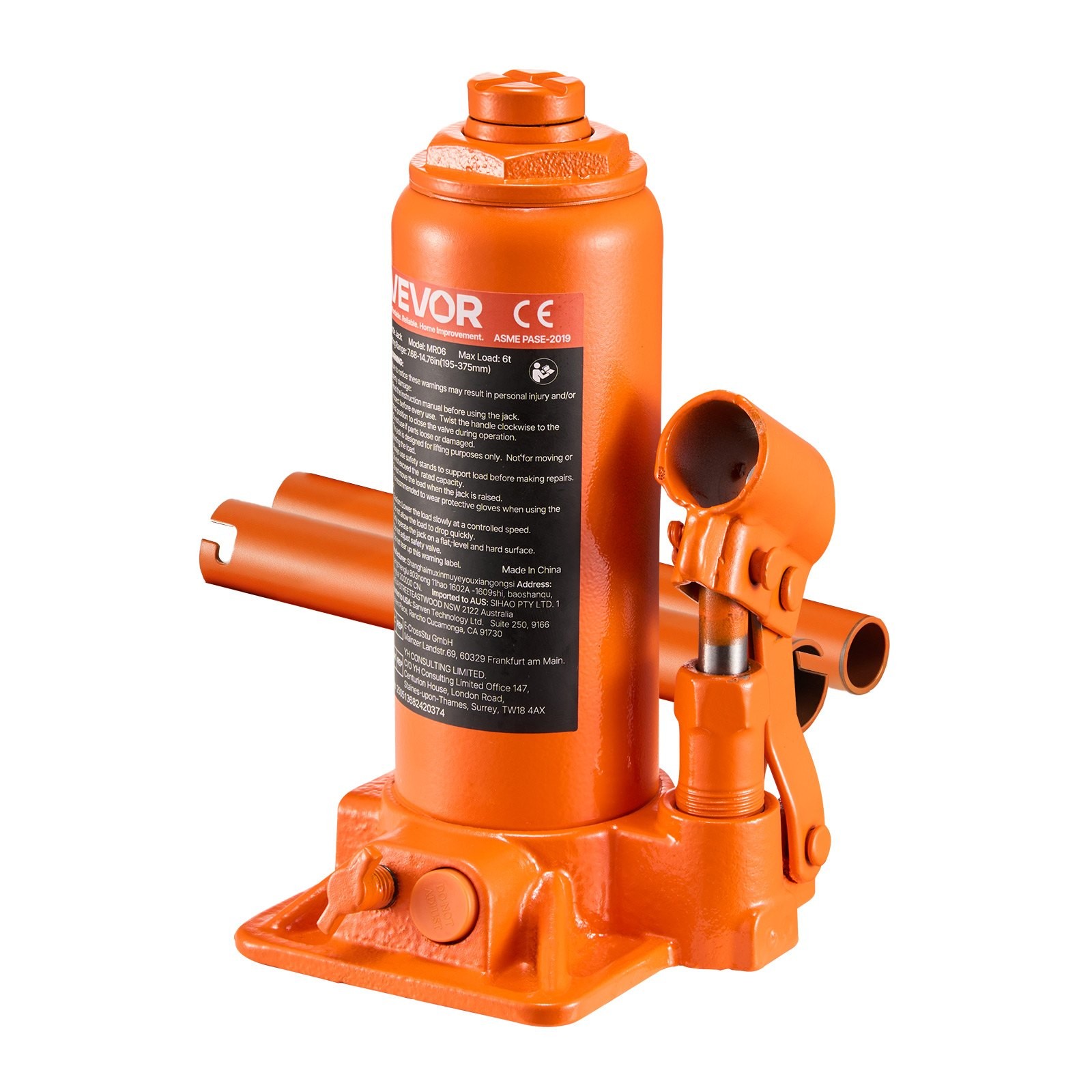 Hydraulic Bottle Jack, 6 Ton (13227.6 lbs) Capacity, 7.7-14.8 Inch Lifting Range