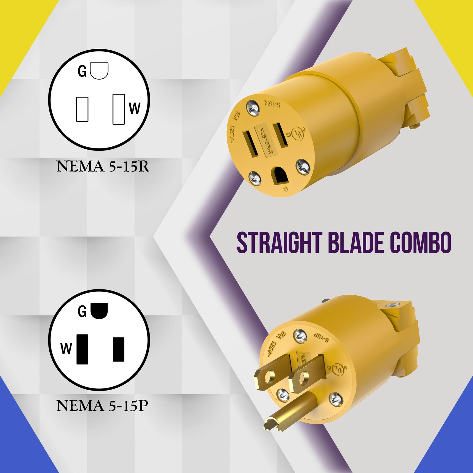 Electrical Replacement Plug & Connector Set, Extension Cord Ends Male and Female