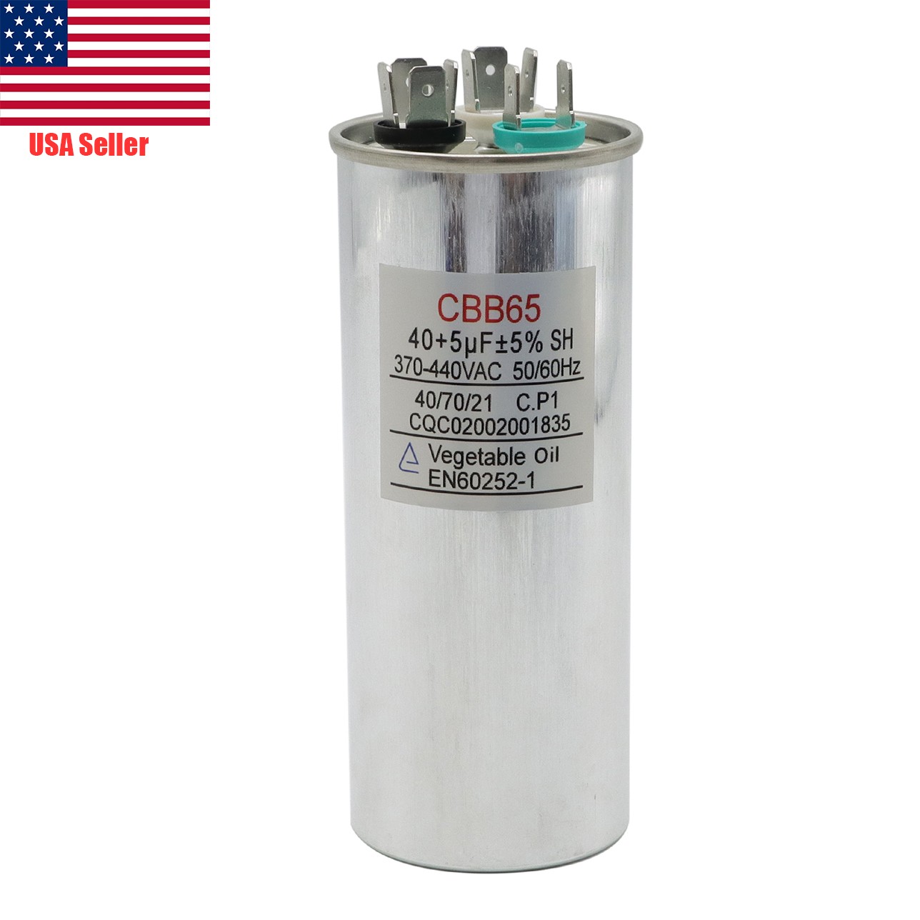 40+5 MFD µF Dual Run AC Capacitor 370-440VAC 50/60Hz 5% HVAC