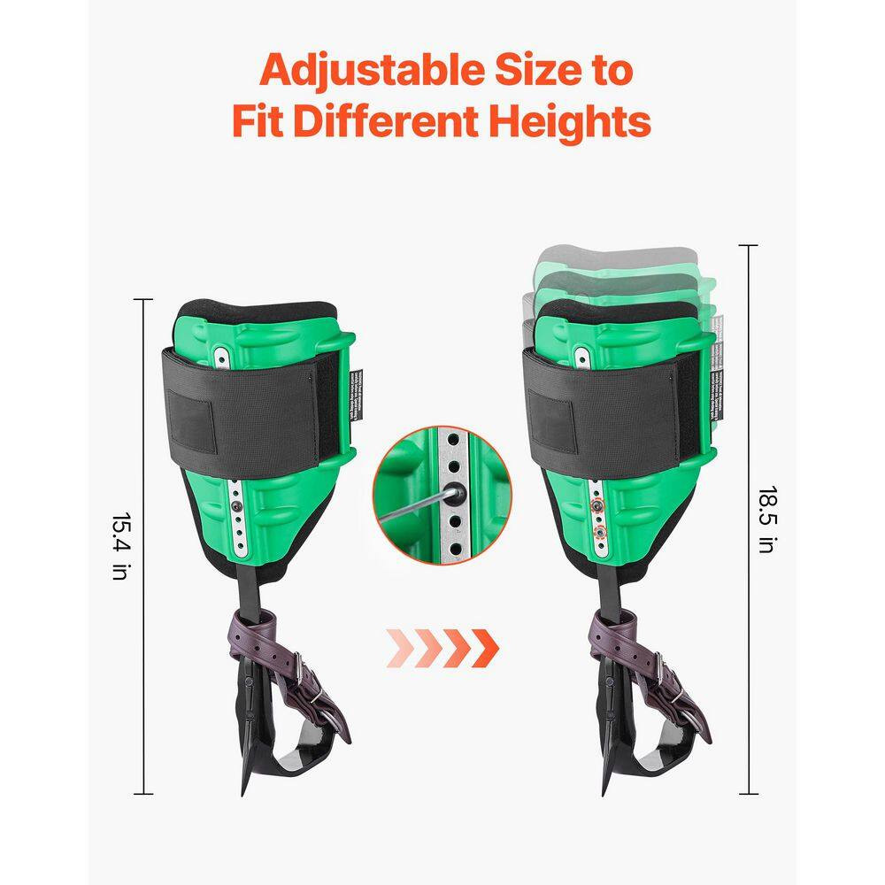 Tree Climbing Spikes Set, Adjustable Steel Spurs with Straps & Protectors, 350 L