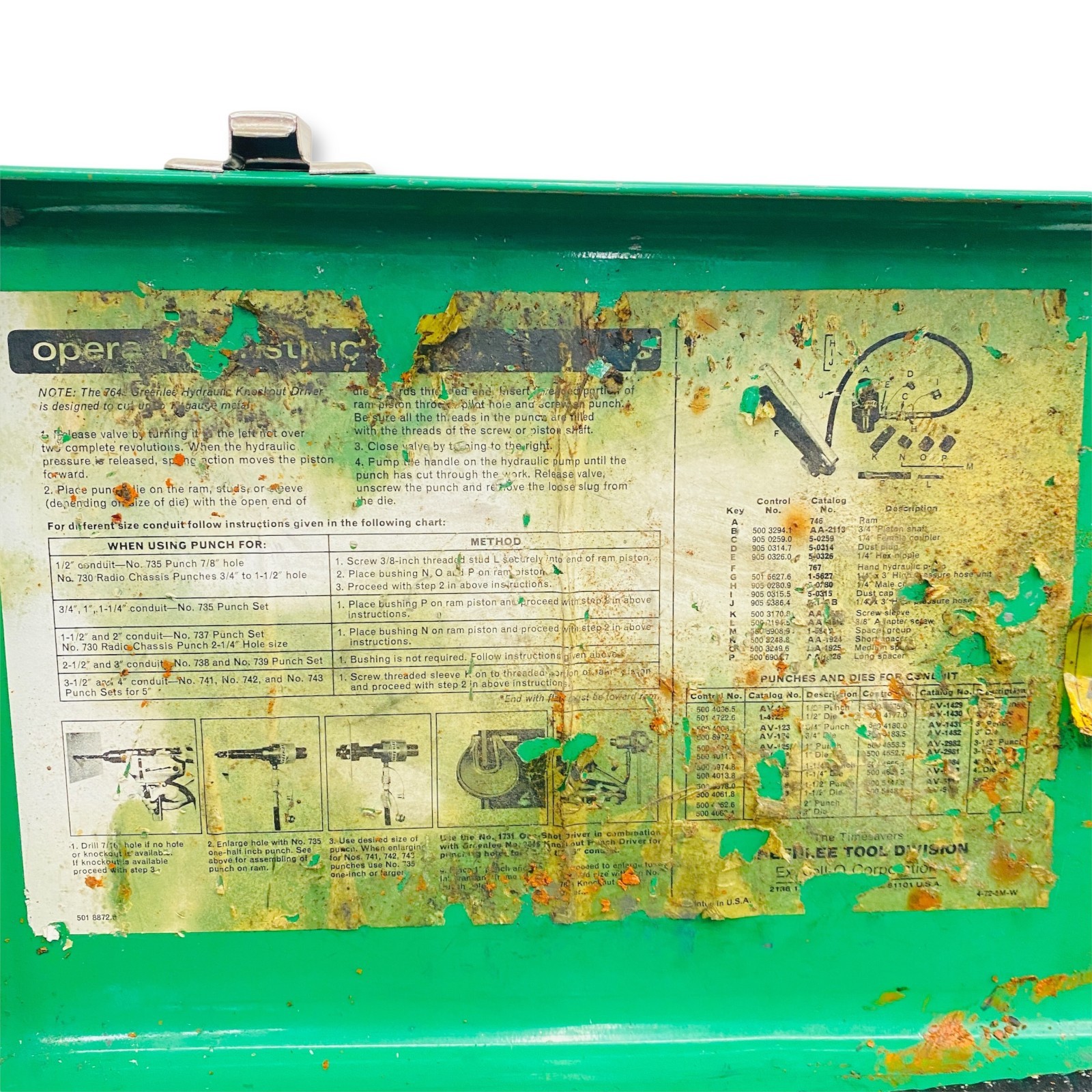 Greenlee 7306 Hydraulic Knockout Punch Driver Set 1/2″ – 2″ with 767 Pump & Case