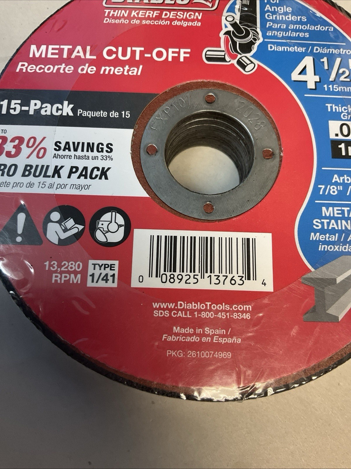 15 DIABLO 4-1/2″ X .040″ THIN KERF METAL/STAINLESS ANGLE GRINDER CUT-OFF WHEELS