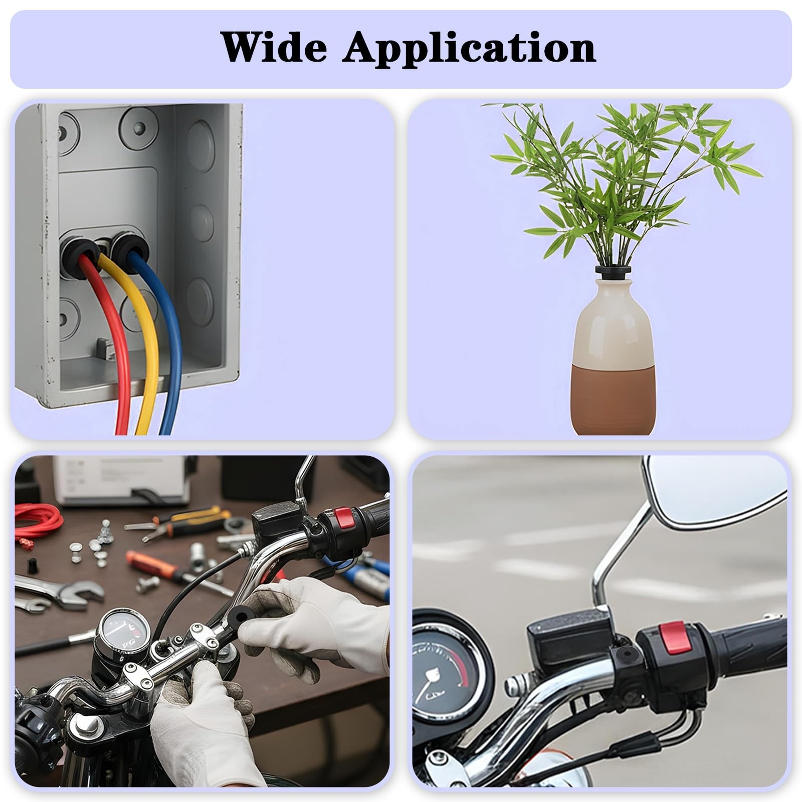 115 PCS T-Type Rubber Grommet Kit for Wiring Assortment, 6 Sizes Waterproof W…