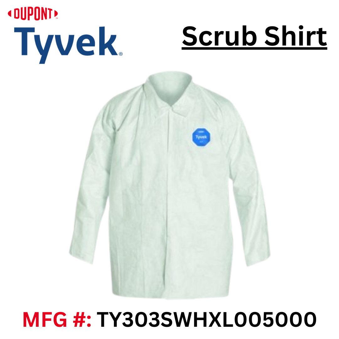 Tyvek 400 Dupont Scrub Shirt (1 ea) – Laydown collar, long sleeved