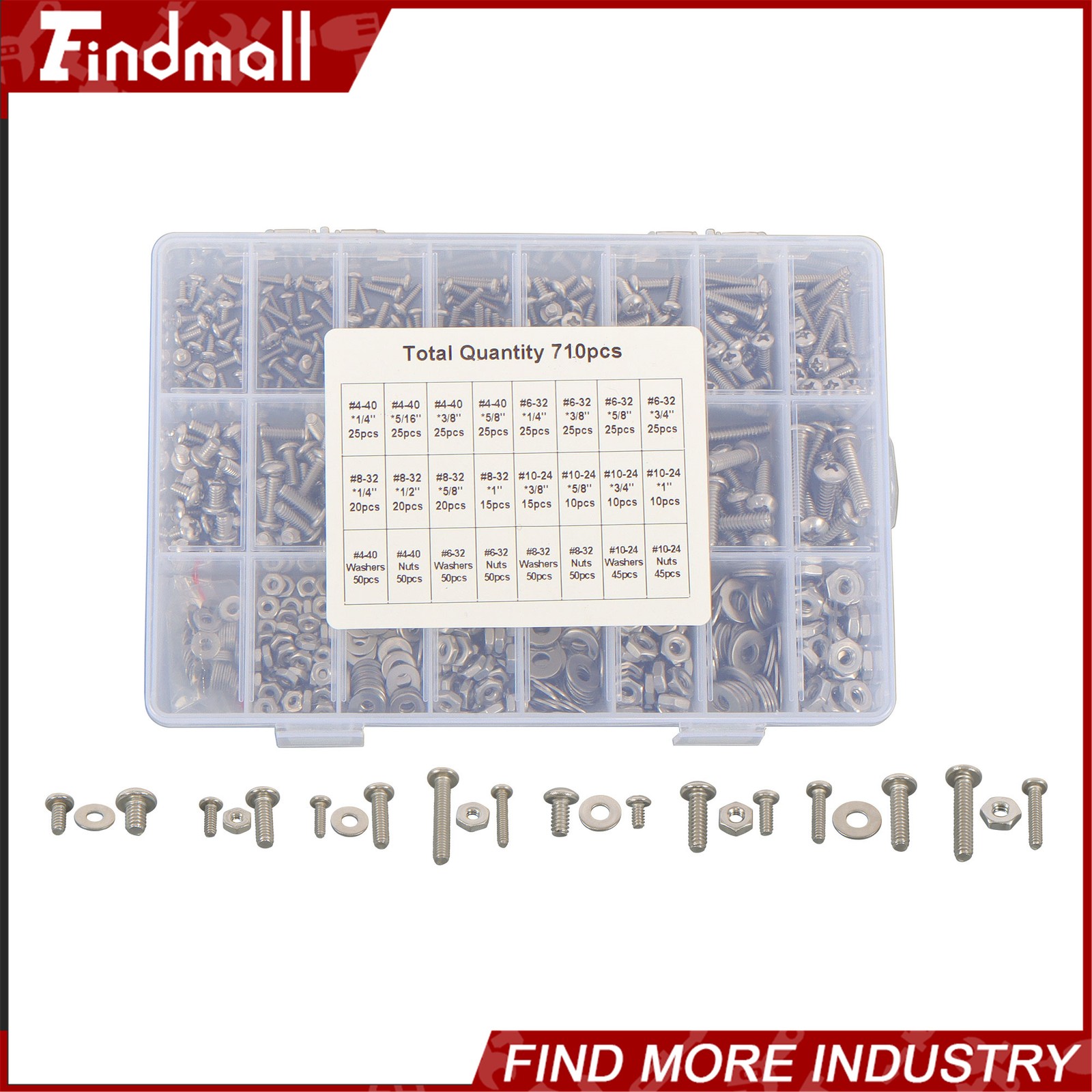 710Pcs Machine Screw Assortment Assorted Nuts Bolts and Flat Washers Kit