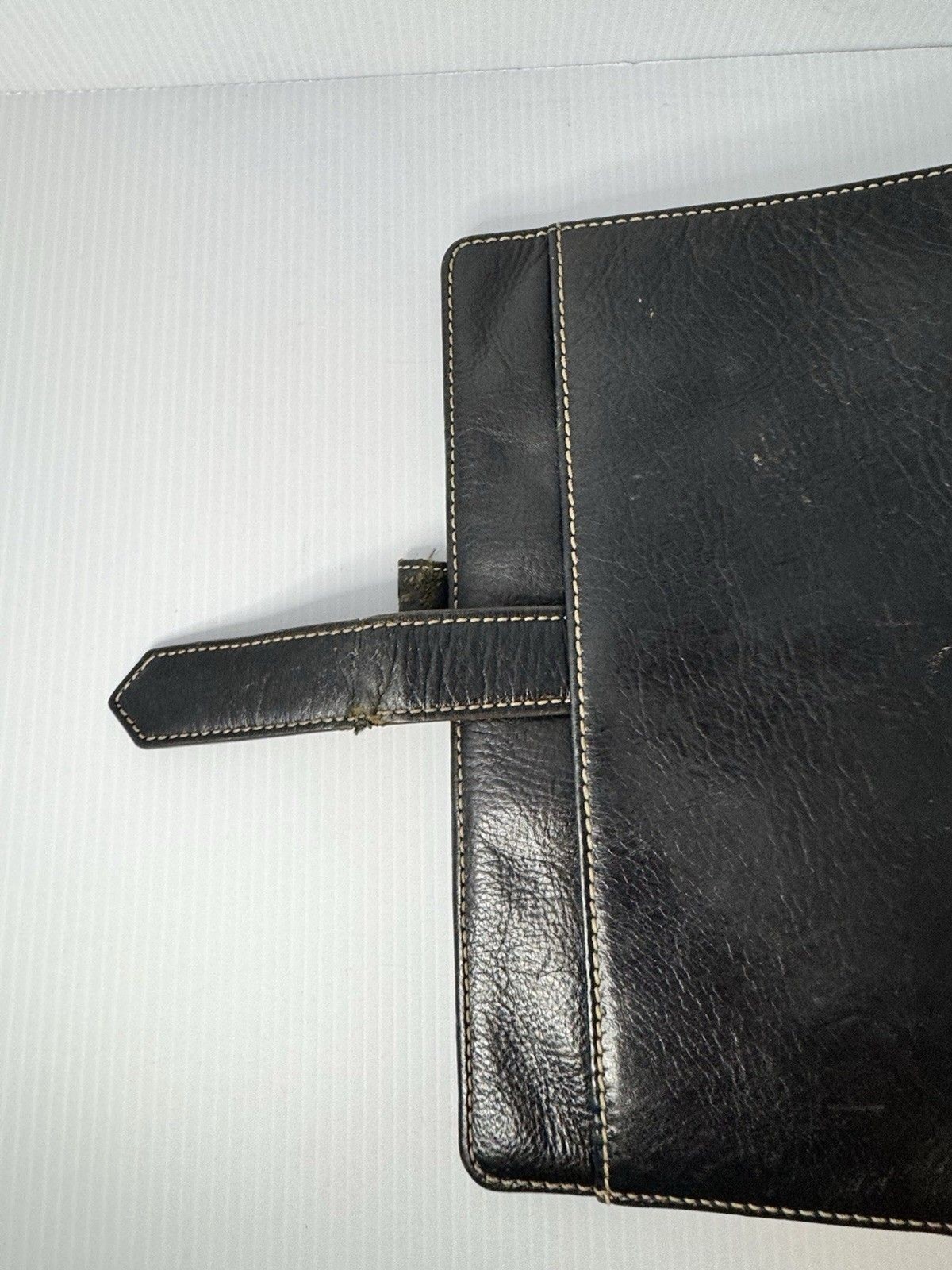 Franklin Covey Leather Planner Classic ORIGINAL Vintage Aurora Collages Black