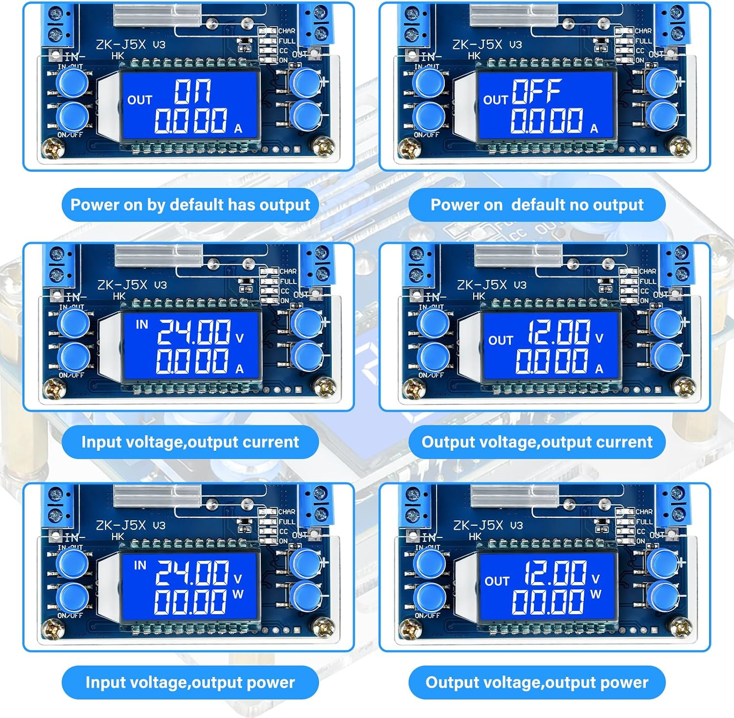 DC Adjustable Buck Converter,6.5-36V to 1.2V-32V 5A Adjustable Power Supply,5V
