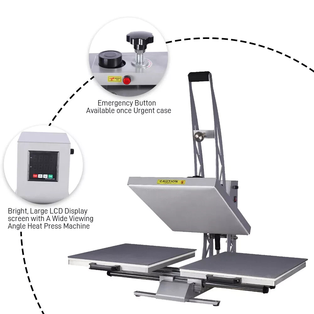 24″x16″ Aluminum Semi-auto Open w 2 Platen Heat Press Machine for Commercial Use