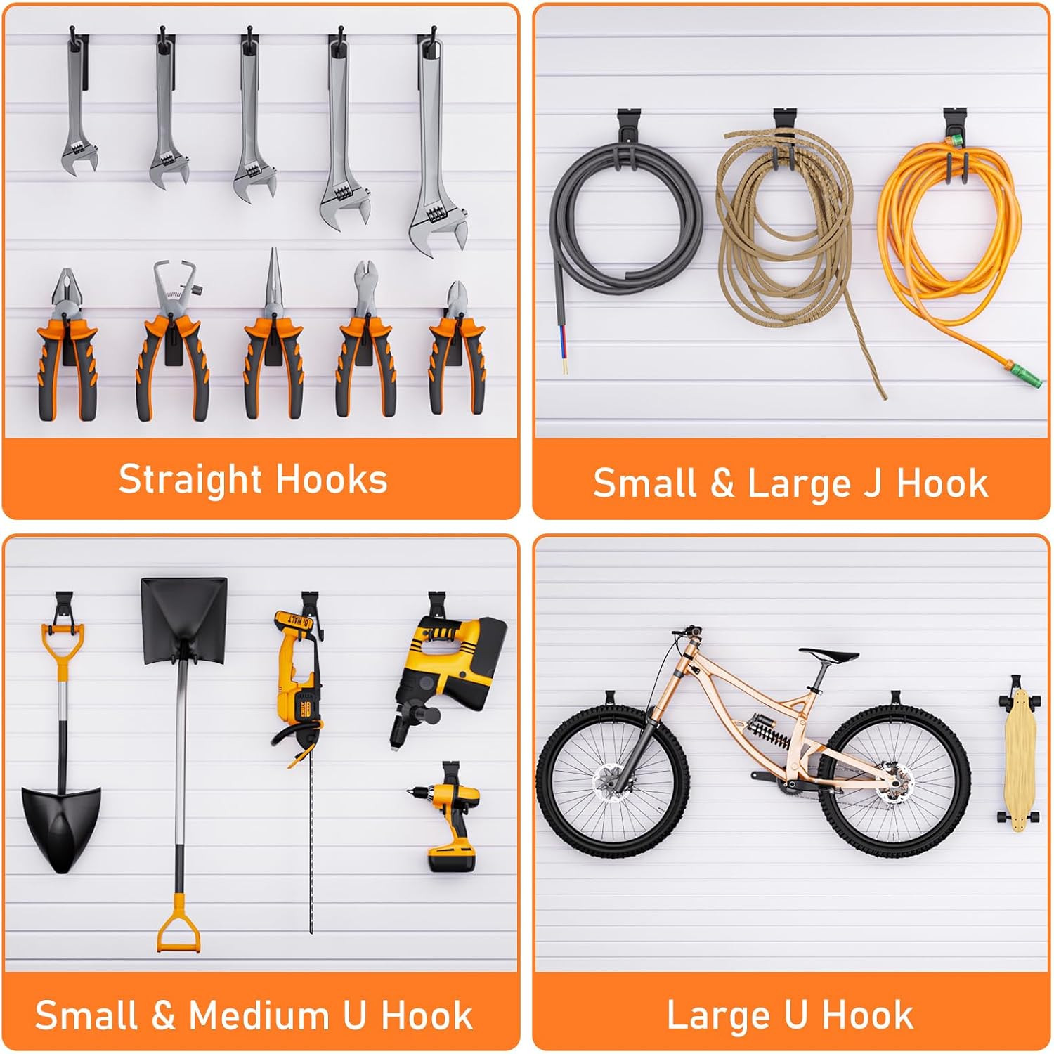 24 Pack Heavy Duty Slatwall Hooks, Black Garage Slatwall Panel Accessories Utili