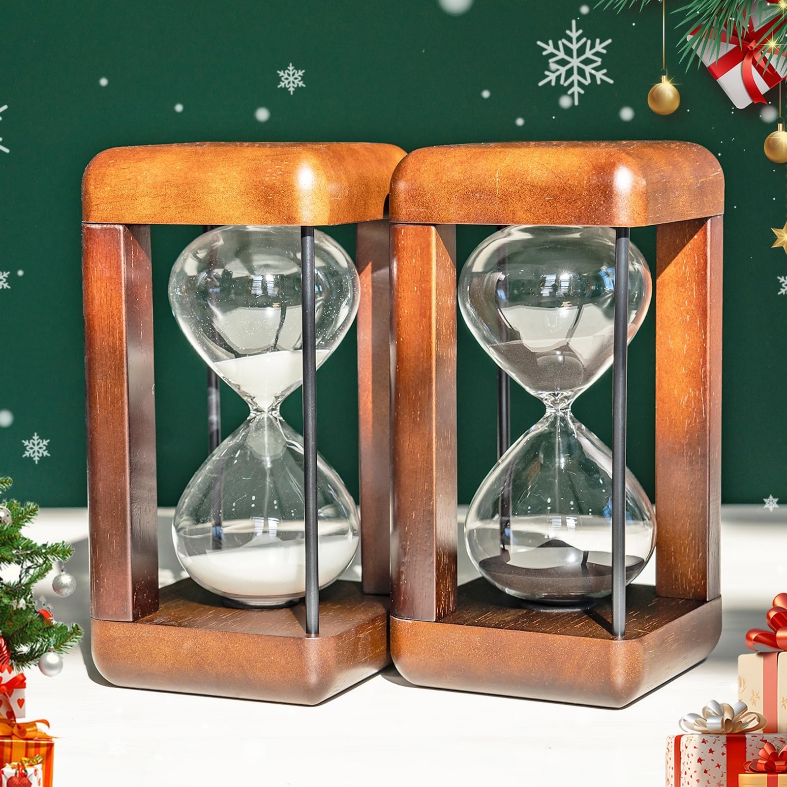 Lmzxmcy Large Walnut 60 Minute Hourglass Black – Home Office Decor