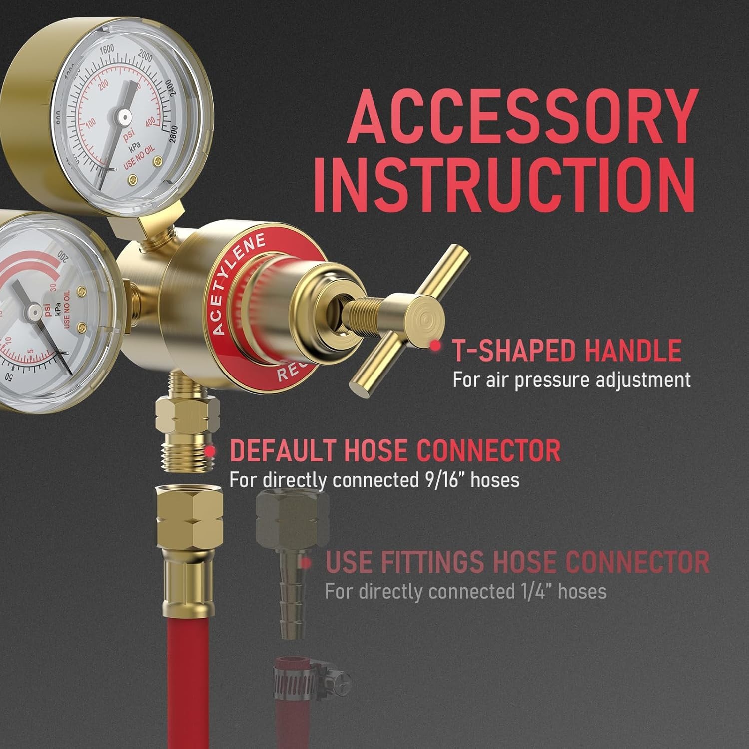 Oxygen Acetylene Gas Regulator Welding Cutting Torch Dual Gauge CGA540 CGA200
