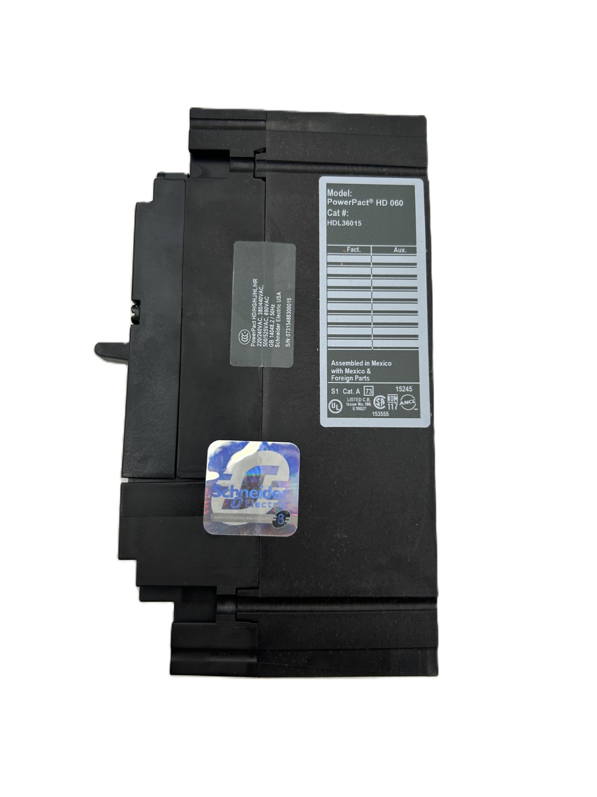 Square D HDL36015 PowerPact Circuit Breaker 15A 3-Pole 600VAC