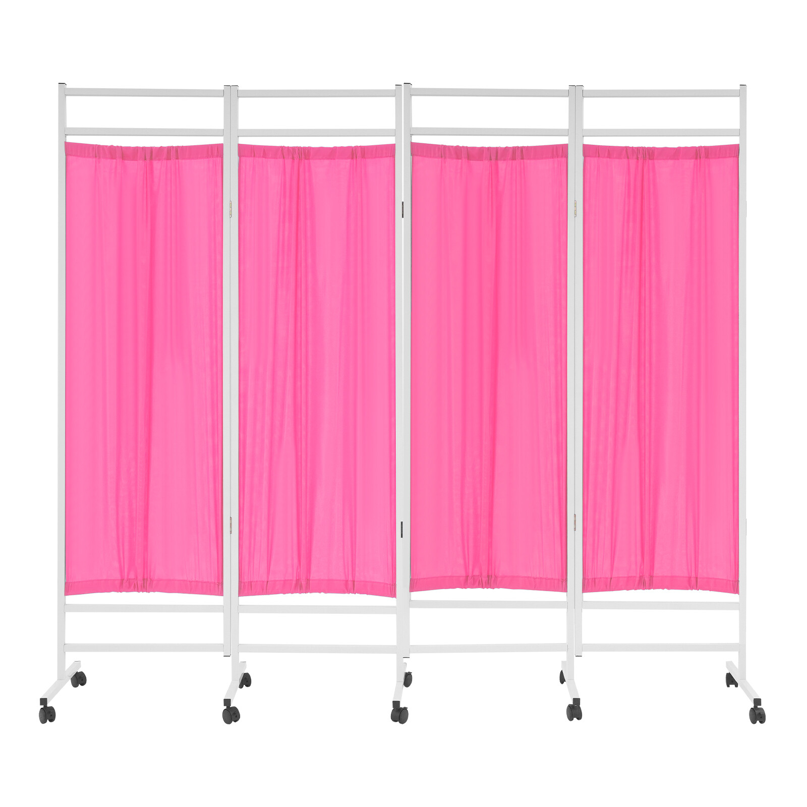 4 Panels Foldable Medical Room Divider Portable Medical Privacy Screen Pink
