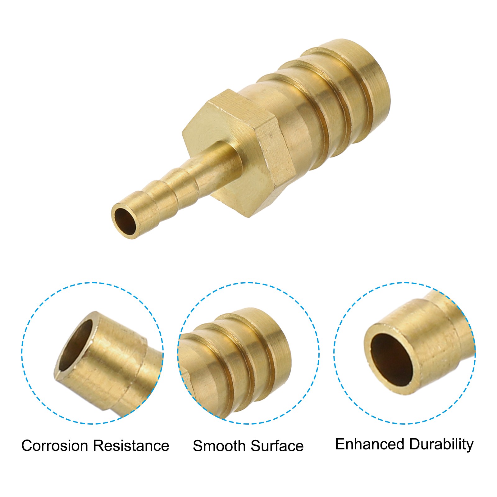 2 Pcs 1/4″ to 5/8″ Brass Hose Barb Reducer with 4 Clamps for Air Water Fuel