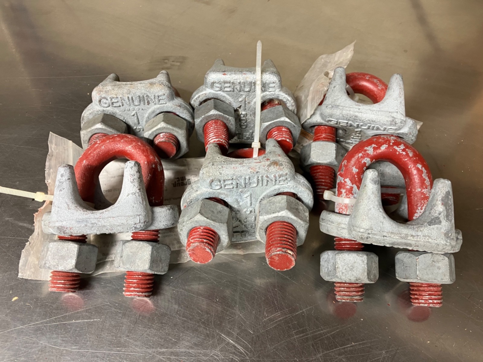 Lot of 6 NEW Crosby Clips 1″ Cable Clamp G-450 Red U Bolt 1010239 Wire Rope