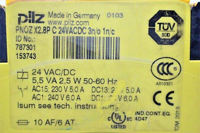 Pilz PNOZ X2.8P C 24VACDC 3n/o 1n/c Safety Relay 787301