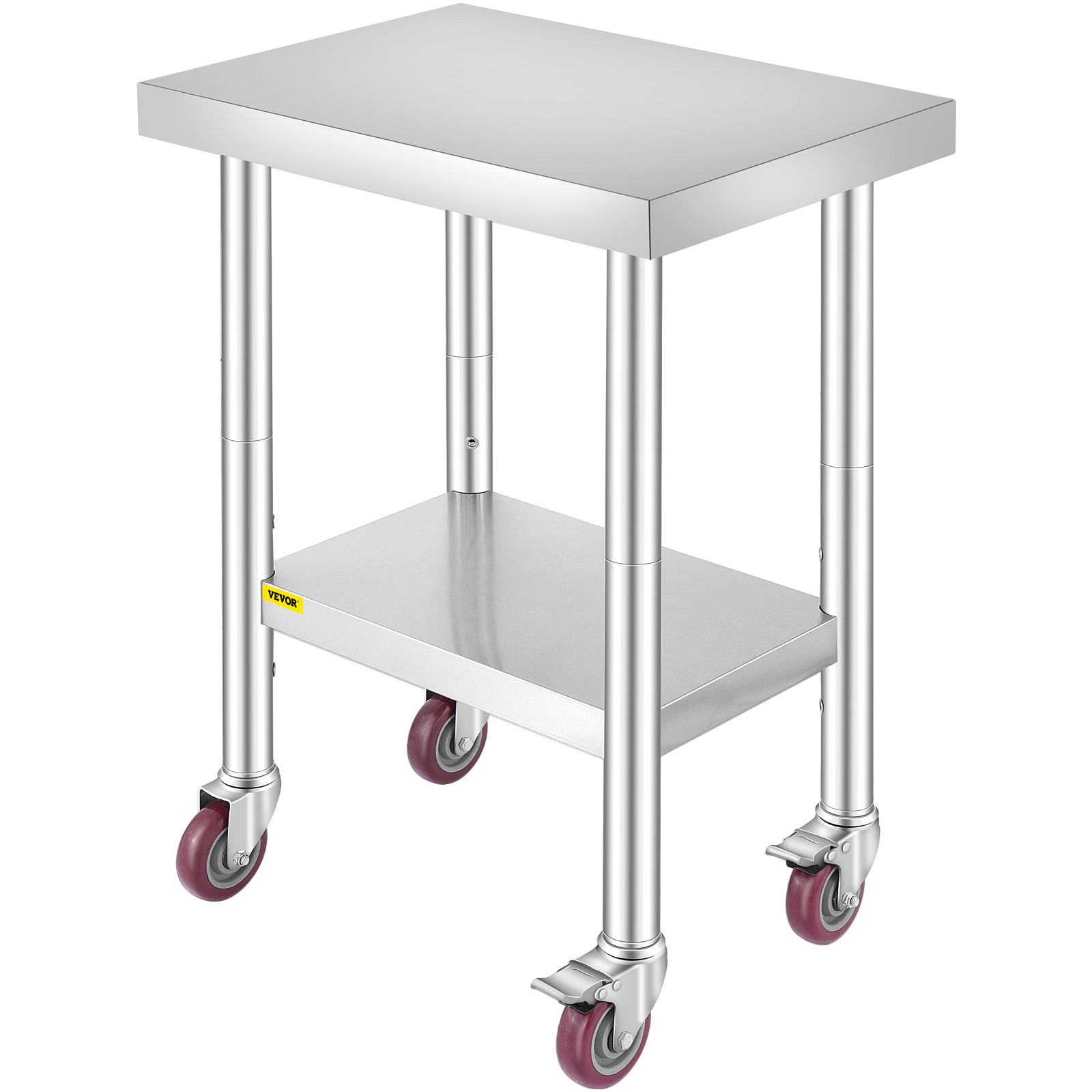 VEVOR Stainless Steel Work Table Commercial Prep Table 24×18 Inch With 4 Casters
