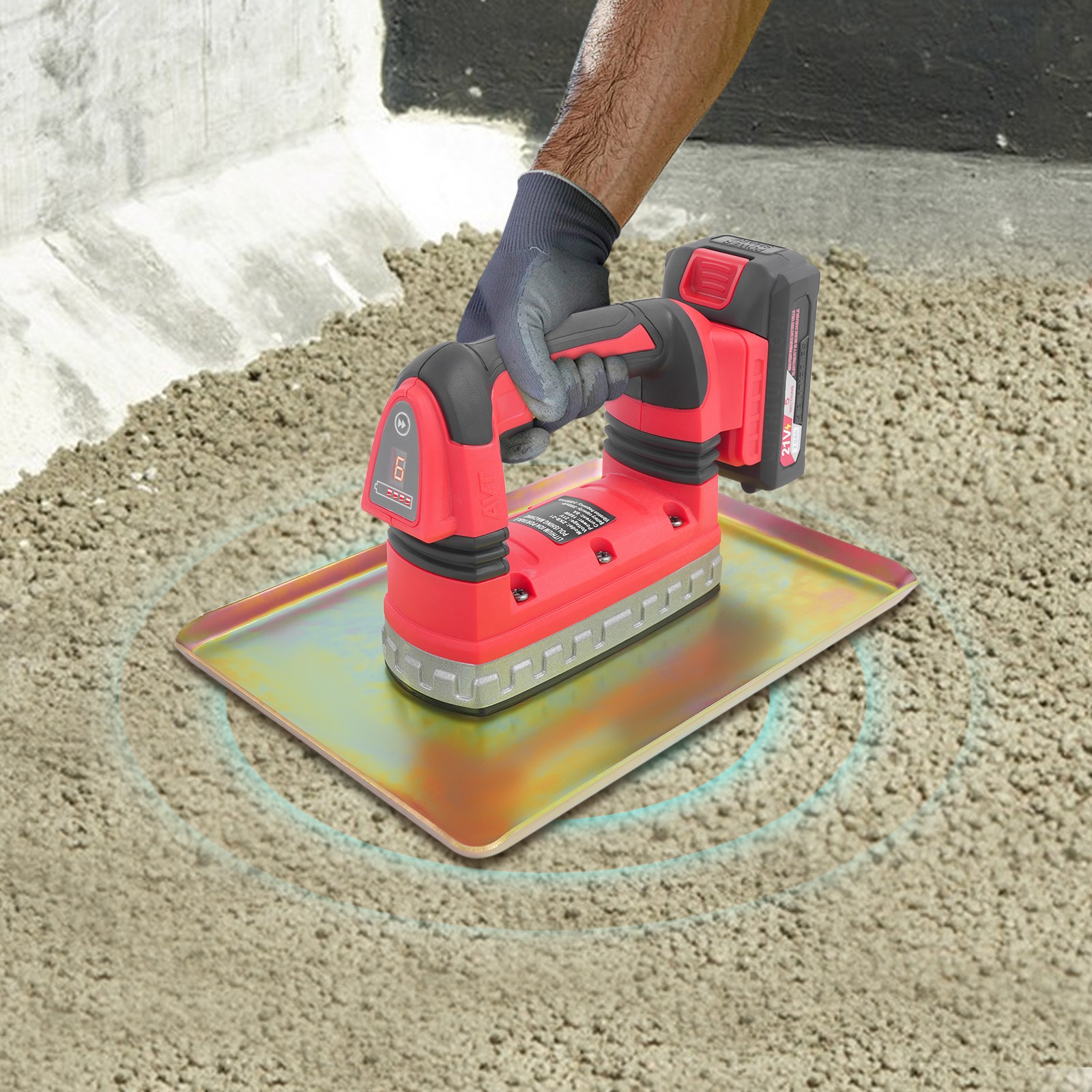 Cordless Concrete Flat Plate Vibrator – Lightweight & Efficient Troweling Tool.