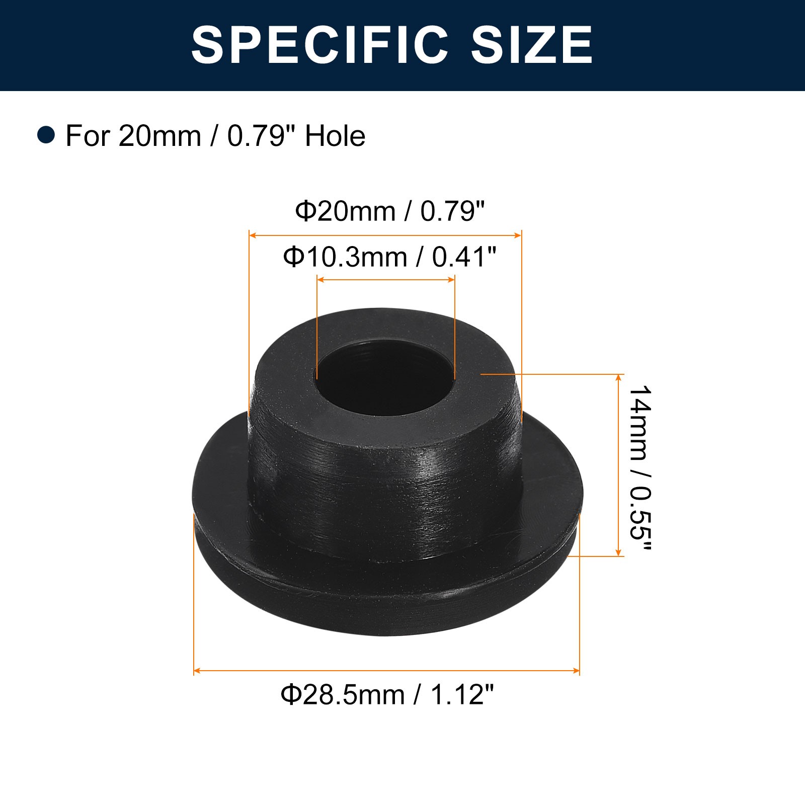 6 Pcs Black Plug Holes H20 Rubber Button Plug for 20mm / 0.79″ Hole