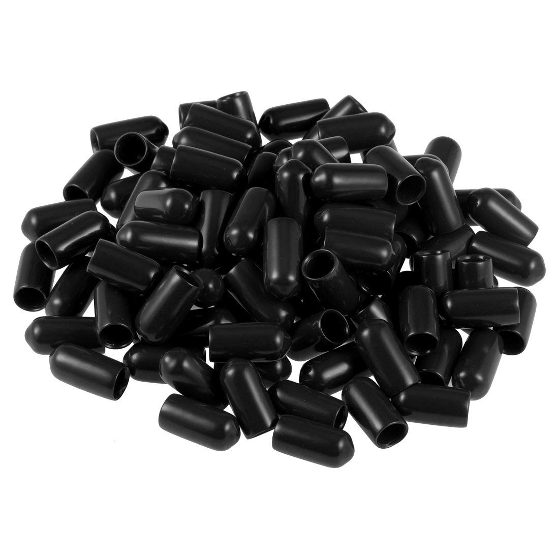 uxcell 100pcs Rubber End Caps 6mm(1/4-inch) ID Vinyl Round Tube 6mm, Black