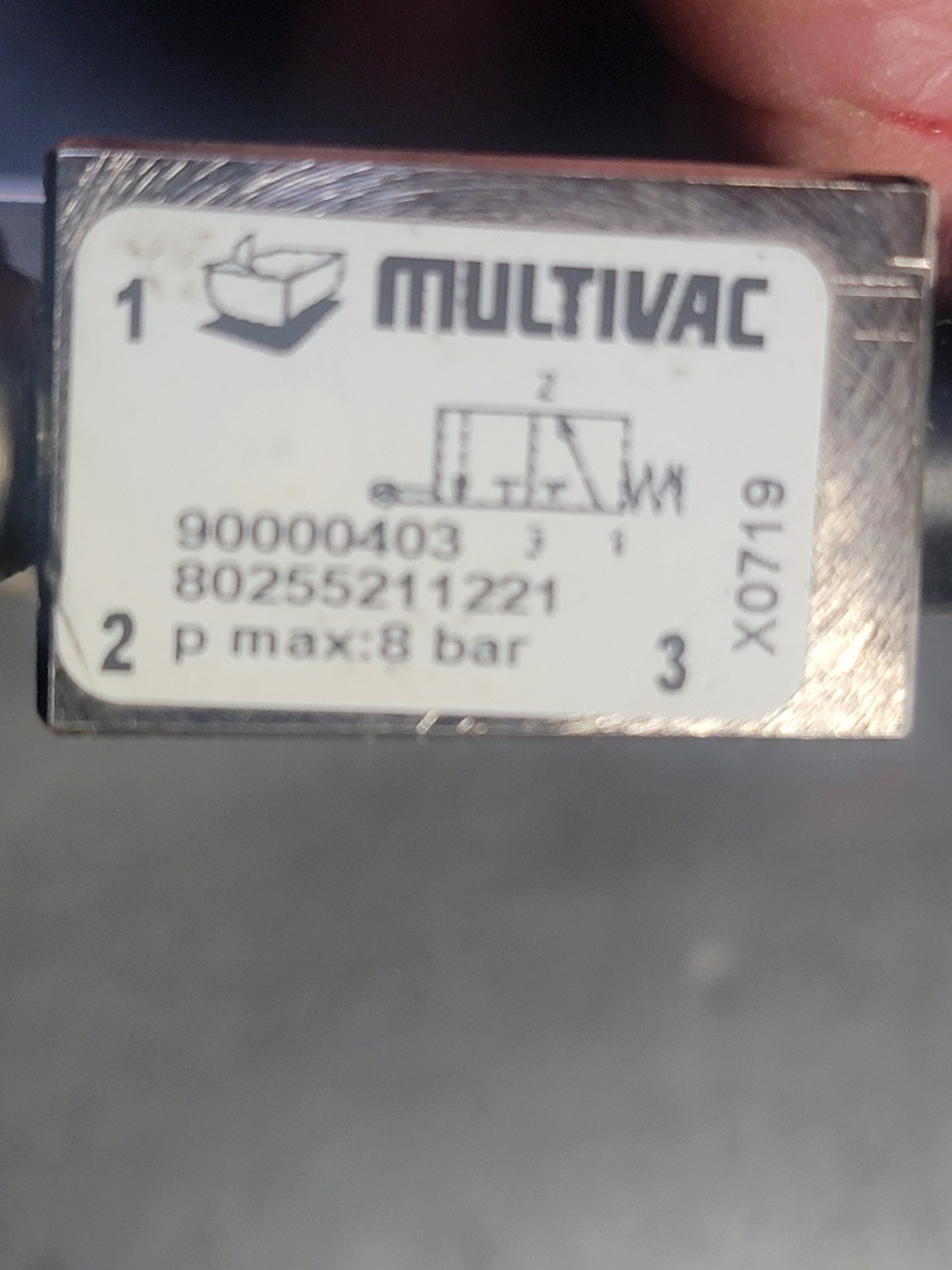 MULTIVAC 80255211221 LIMIT SWITCH, 8 BAR MAX, 3/2 VALVE NOS SPAREFREE SHIP