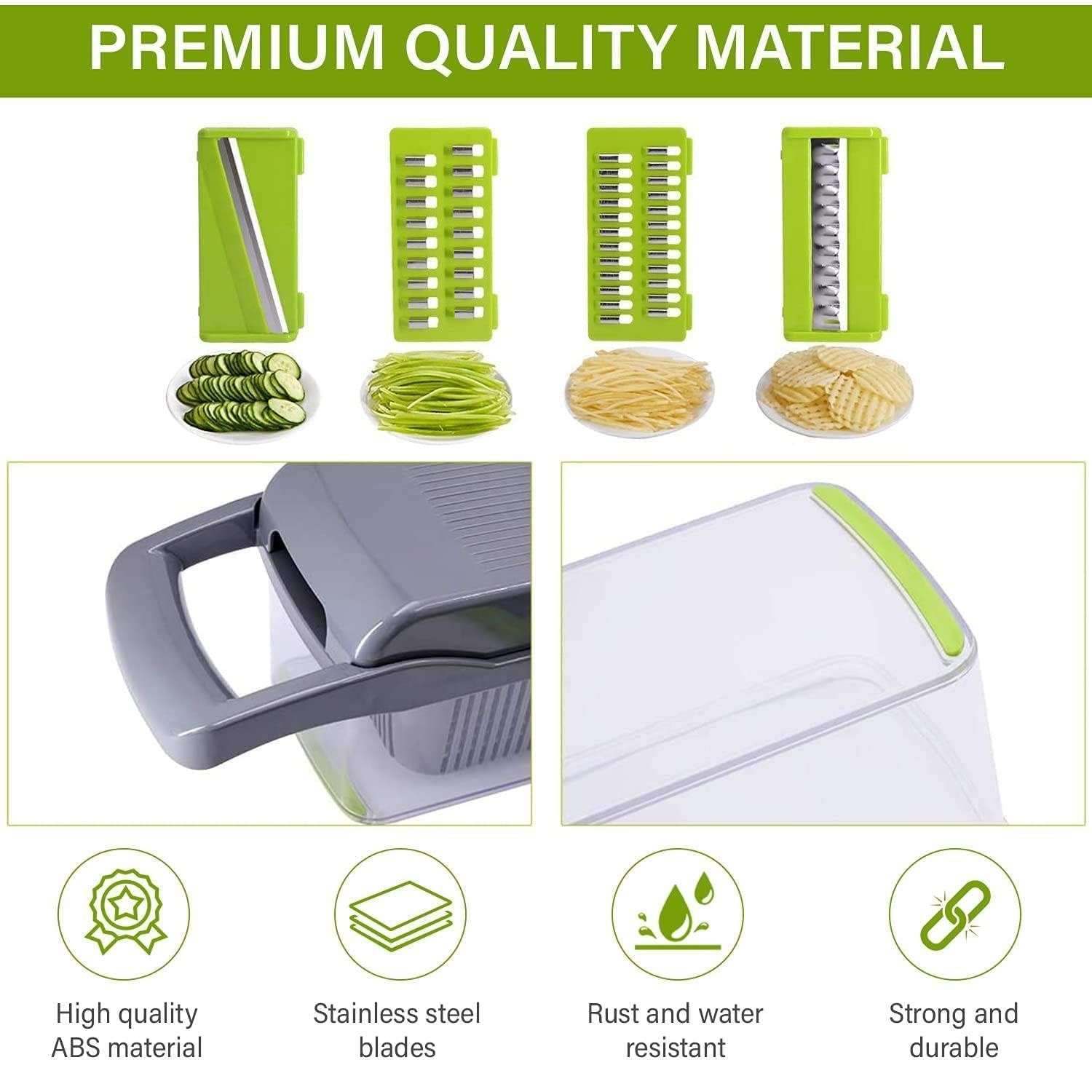 Multi-Function 12-in-1 Vegetable Chopper Cutter – Spiralizer default, Gray