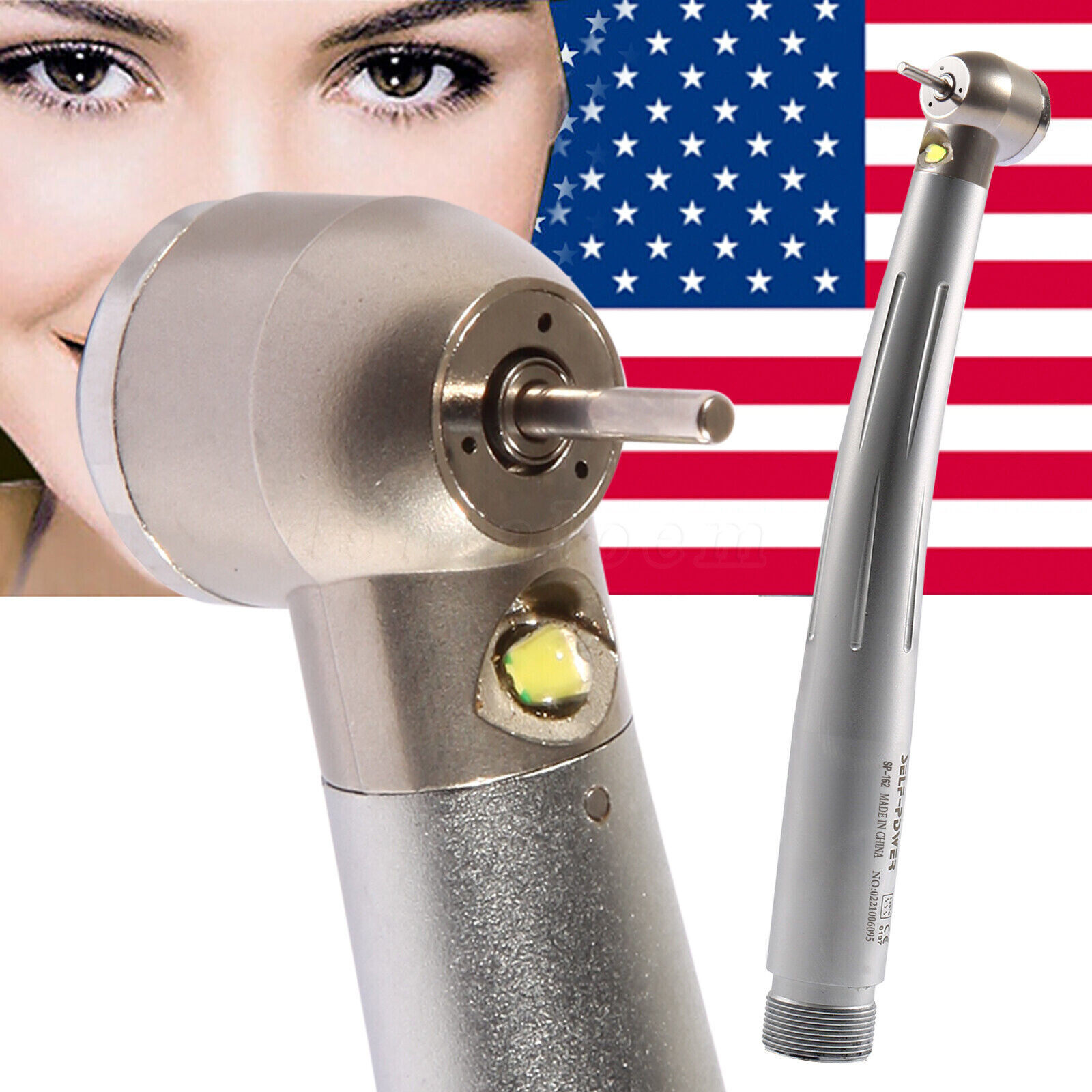 NSK Style Dental Fiber Optic LED High Speed Handpiece Turbine 2-Hole Self Power