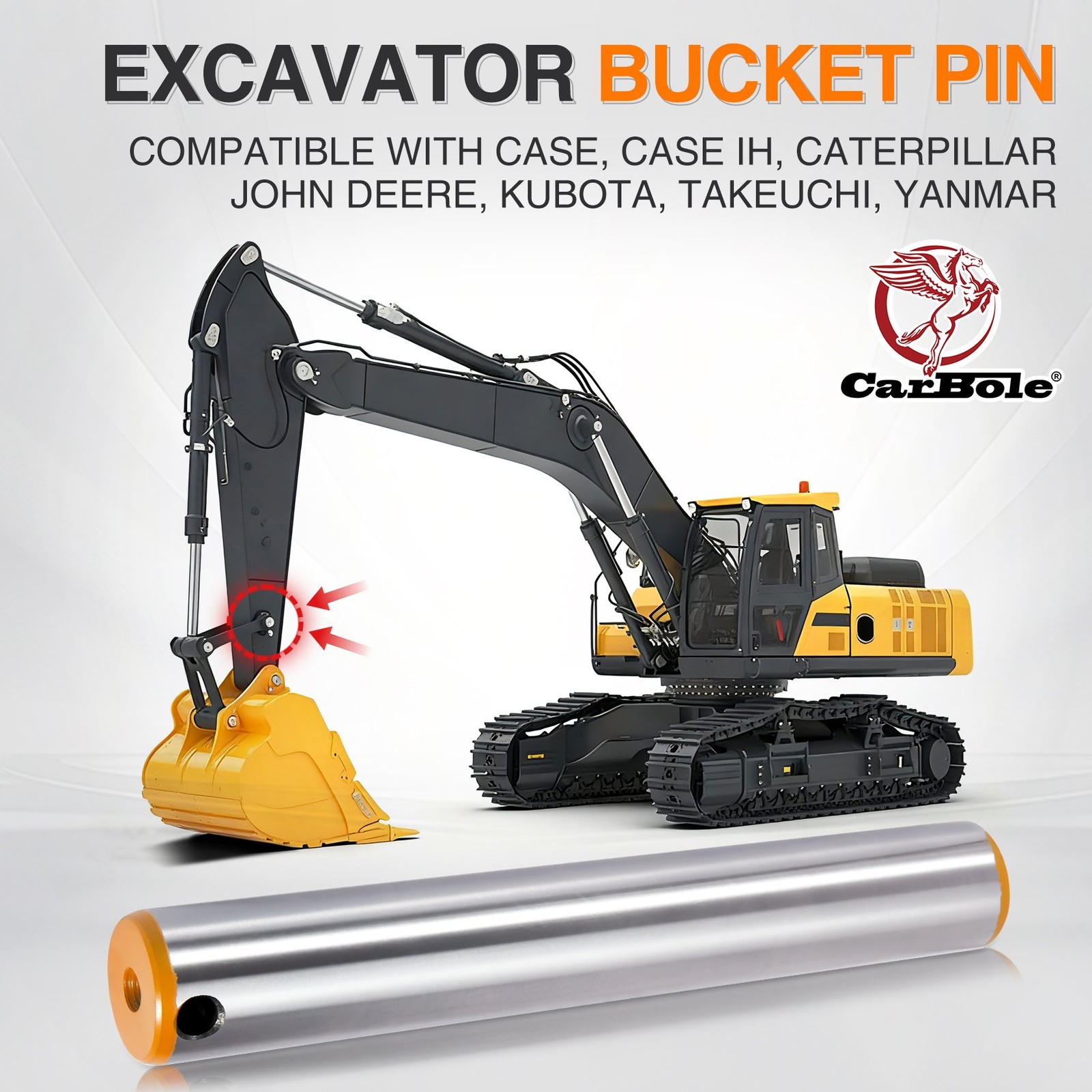 40CR Steel Excavator Bucket Pin 40mm x 270mm (15.7inch) Universal Attachment Pin