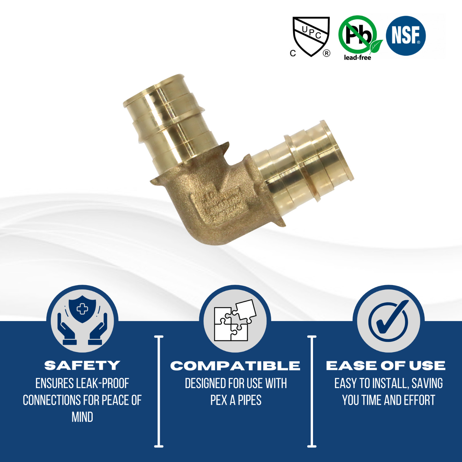 10 Pcs XFITTING 3/4″ Pex A Elbow, 3/4 Expansion Elbow, Lead Free Brass 29-2-2=10