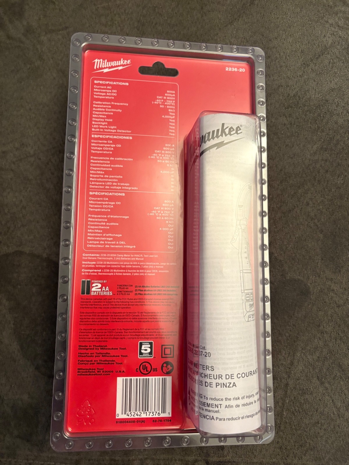 NEW Milwaukee 2236-20 Clamp Meter for HVAC/R – Red