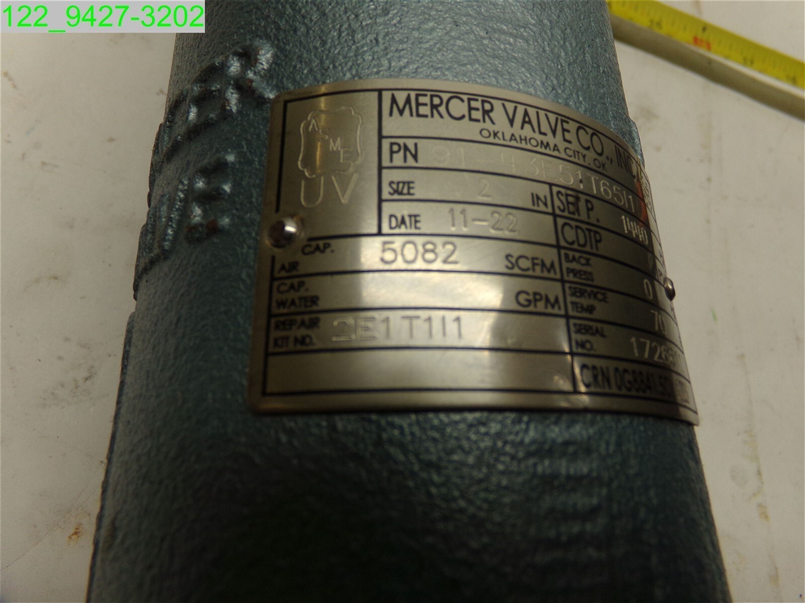 MERCER 2″ VALVE 91-43E51T65I1 1440 PSI 9100 SERIES