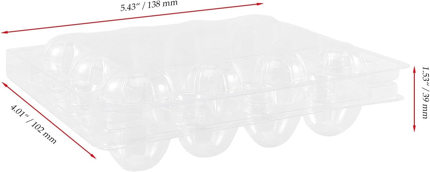 50 PCS Clear PVC Quail Egg Cartons – Stackable & Lightweight Storage