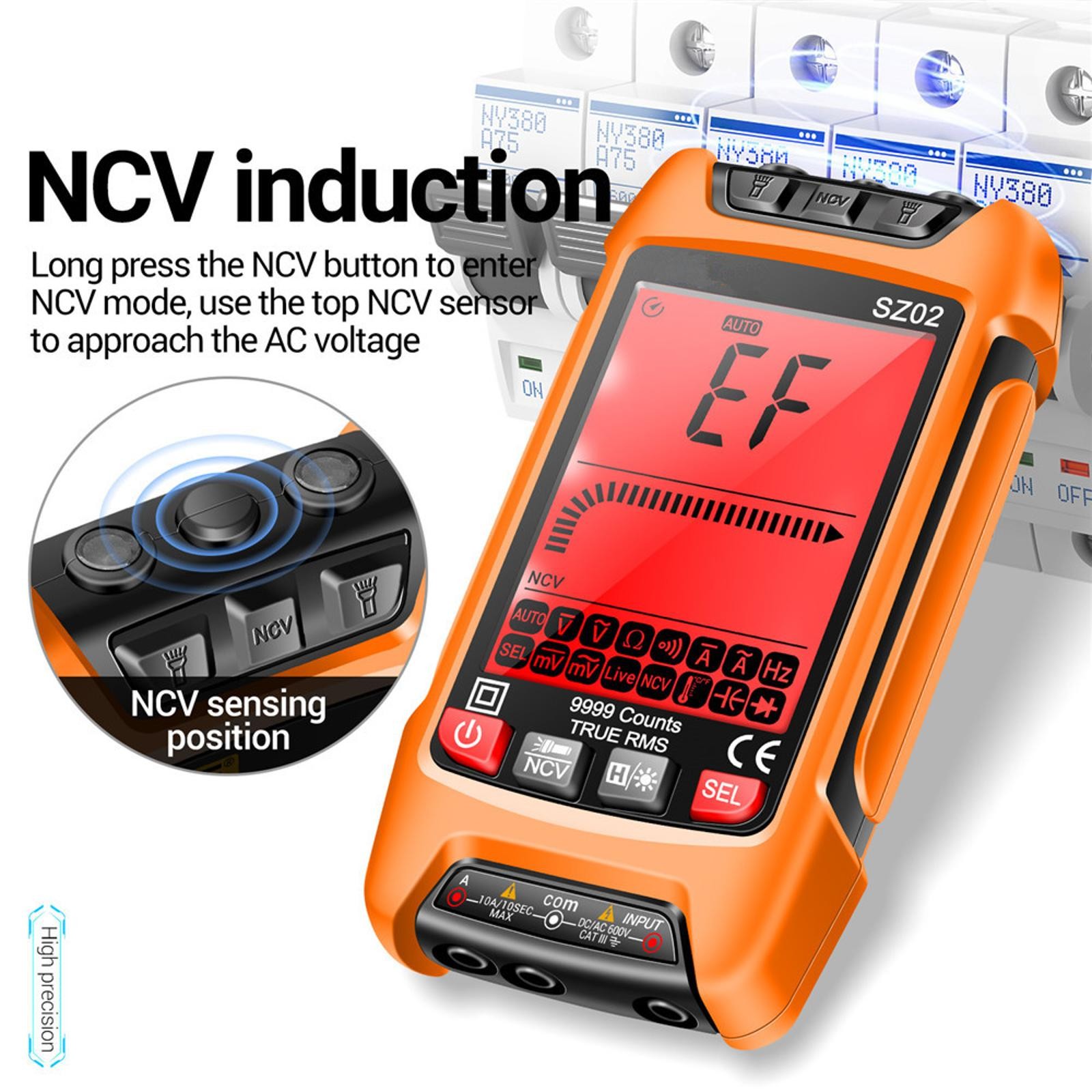 Digital Multimeter 9999 Counts DC/AC Voltage Current Resistance Tester True RMS;