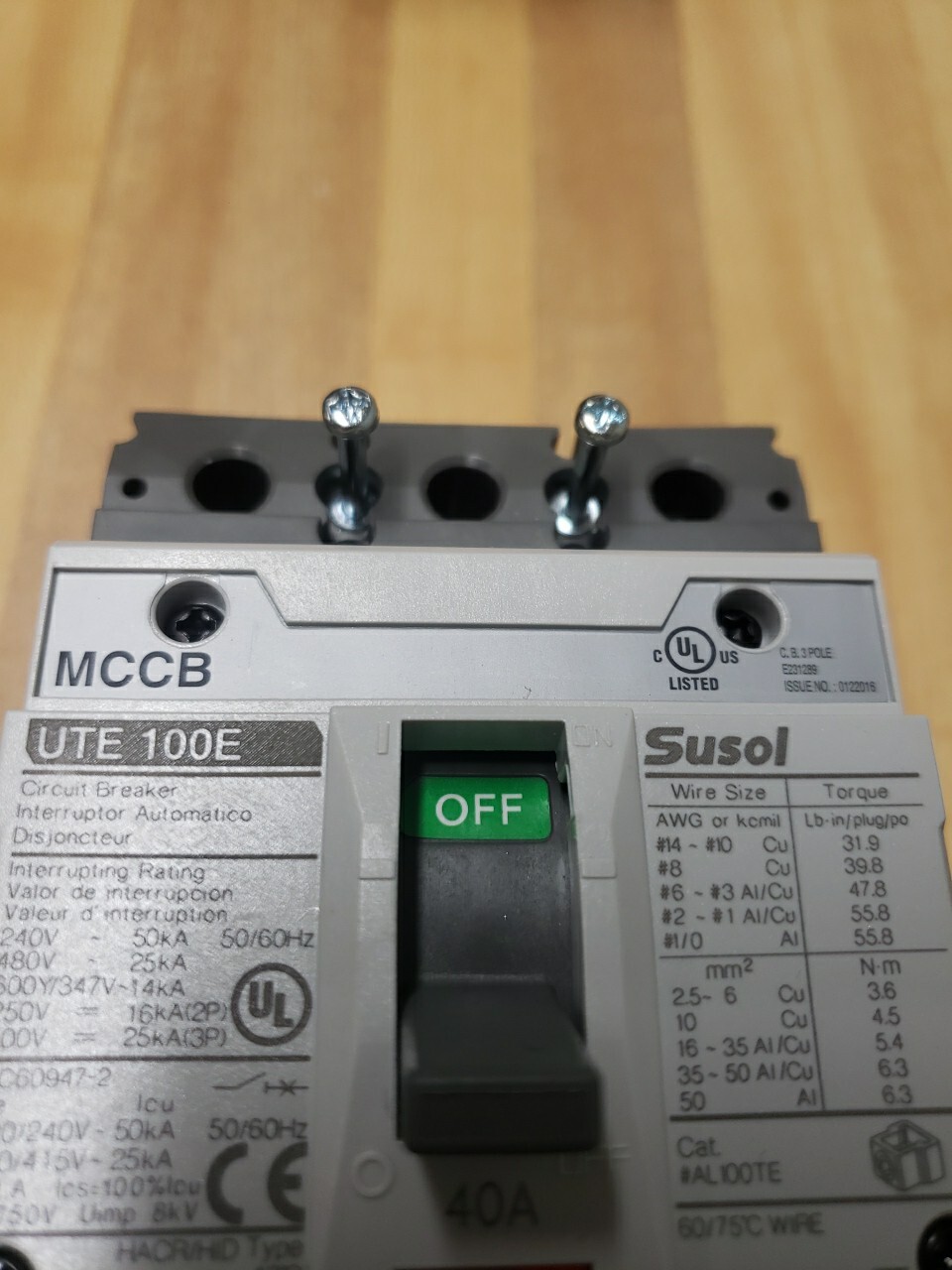 NEW LS MCCB UTE100E SUSOL CIRCUIT BREAKER 40A 3P 240/480VAC 50/25KA (KB) NEW
